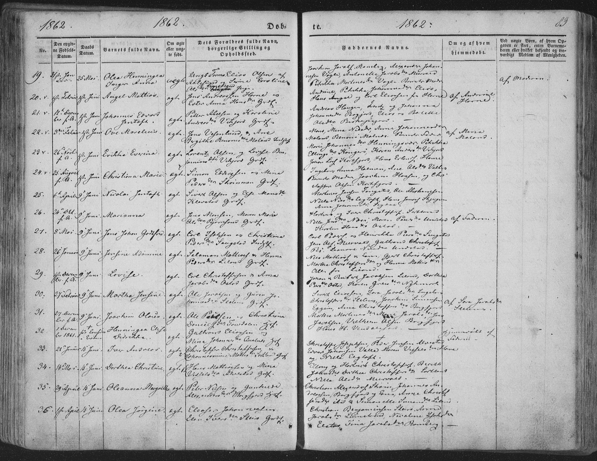 Ministerialprotokoller, klokkerbøker og fødselsregistre - Nordland, AV/SAT-A-1459/880/L1131: Parish register (official) no. 880A05, 1844-1868, p. 83