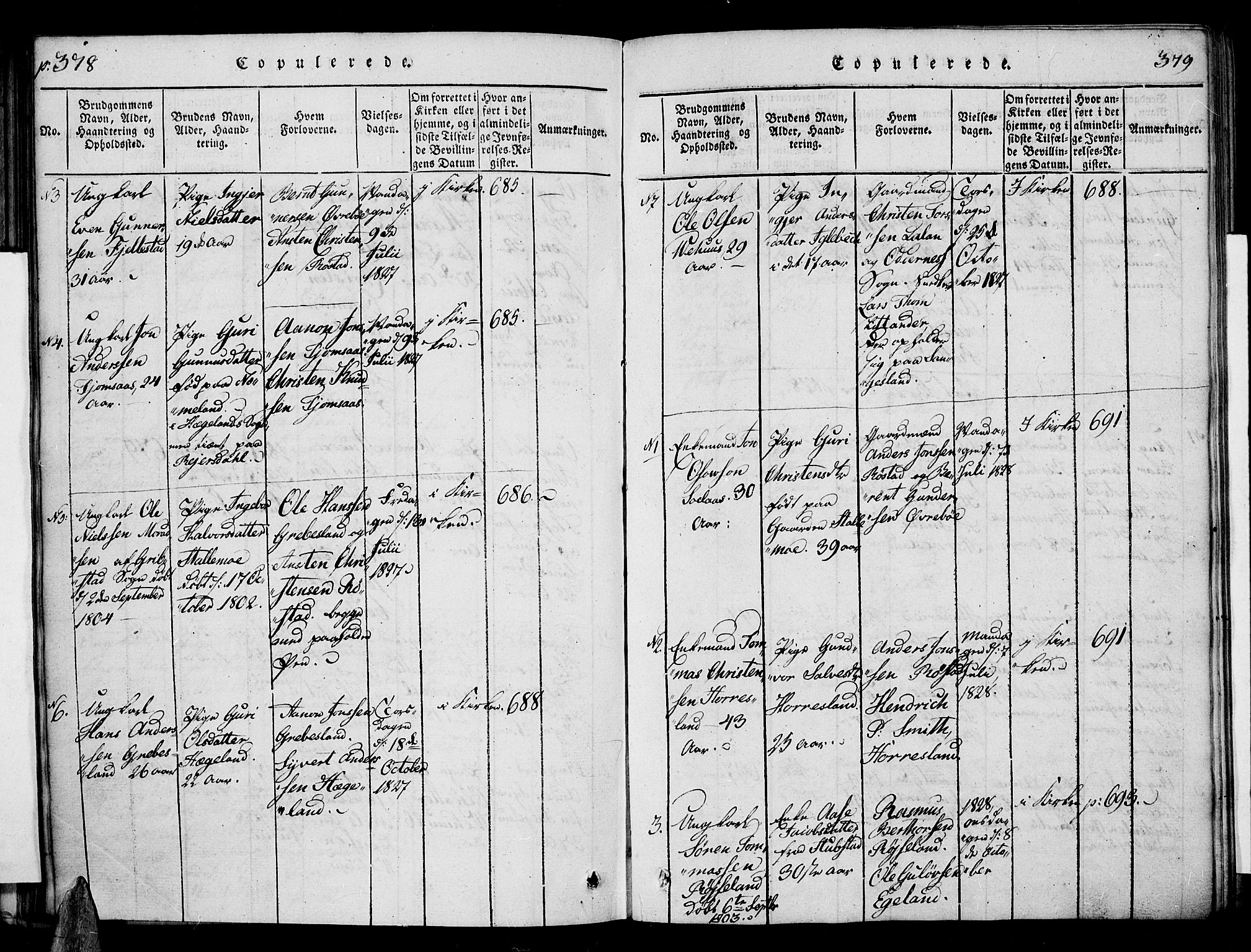 Vennesla sokneprestkontor, SAK/1111-0045/Fa/Fac/L0003: Parish register (official) no. A 3, 1820-1834, p. 378-379