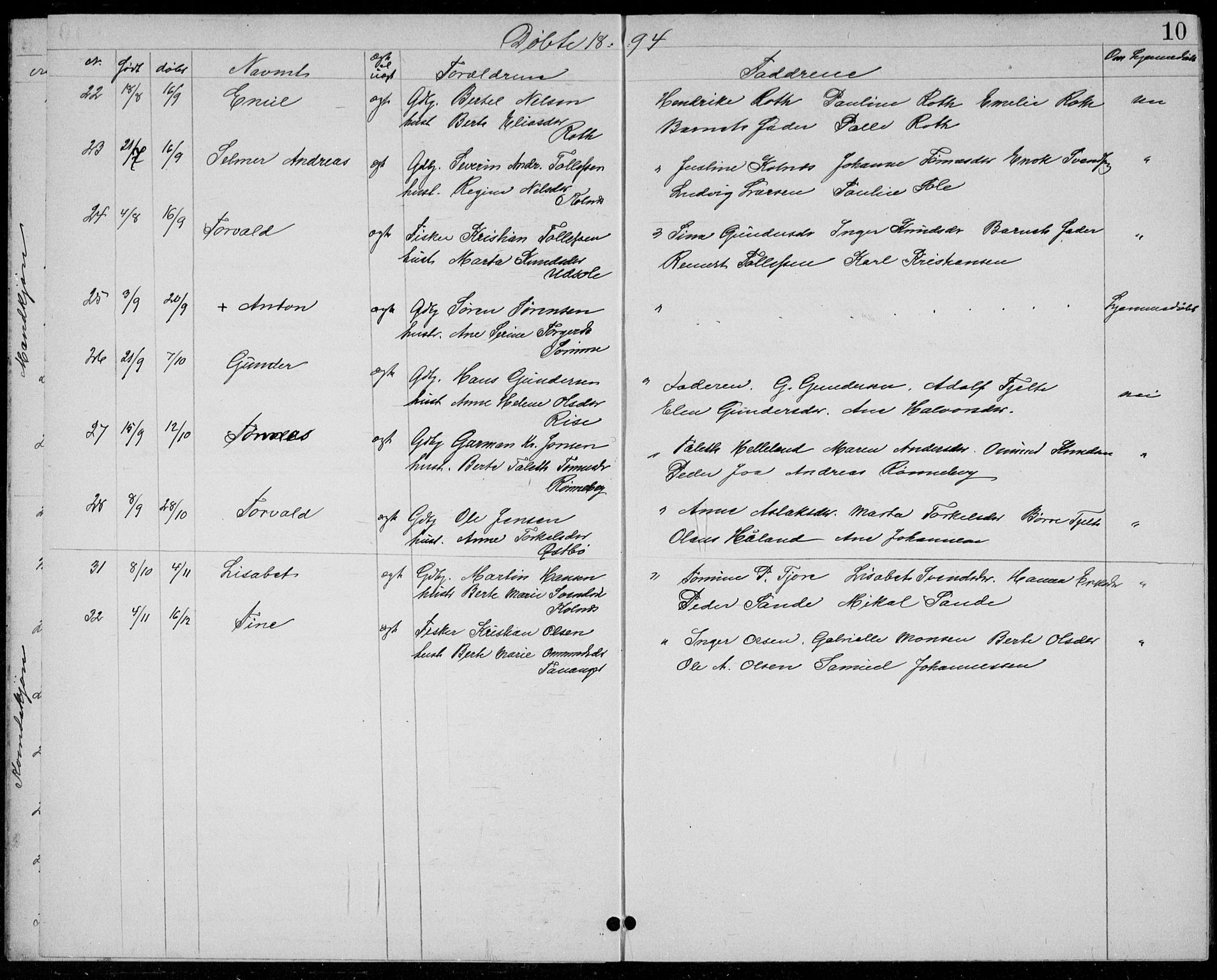 Håland sokneprestkontor, AV/SAST-A-101802/001/30BB/L0004: Parish register (copy) no. B 4, 1893-1898, p. 10