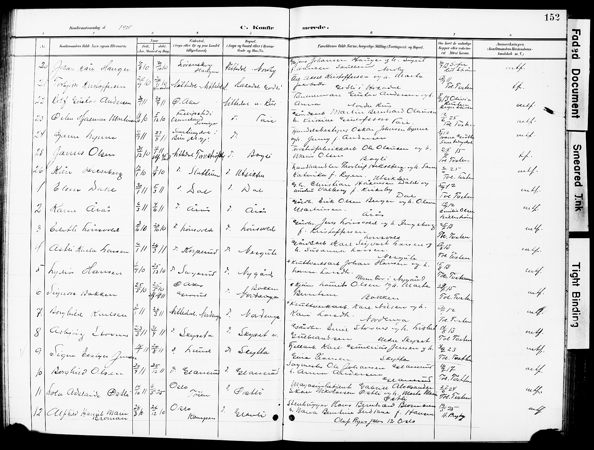 Nittedal prestekontor Kirkebøker, SAO/A-10365a/G/Ga/L0003: Parish register (copy) no. I 3, 1902-1929, p. 152