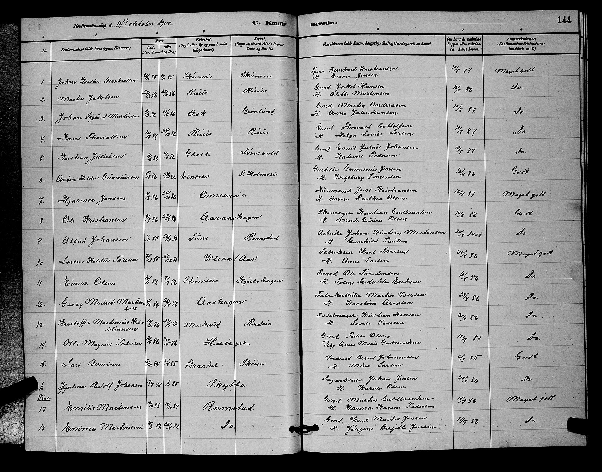 Nittedal prestekontor Kirkebøker, SAO/A-10365a/G/Ga/L0002: Parish register (copy) no. I 2, 1879-1901, p. 144