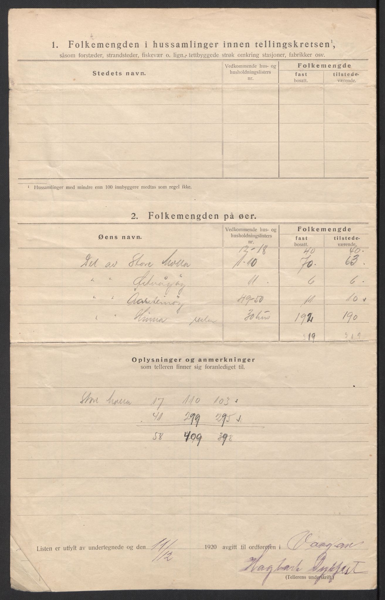 SAT, 1920 census for Vågan, 1920, p. 36