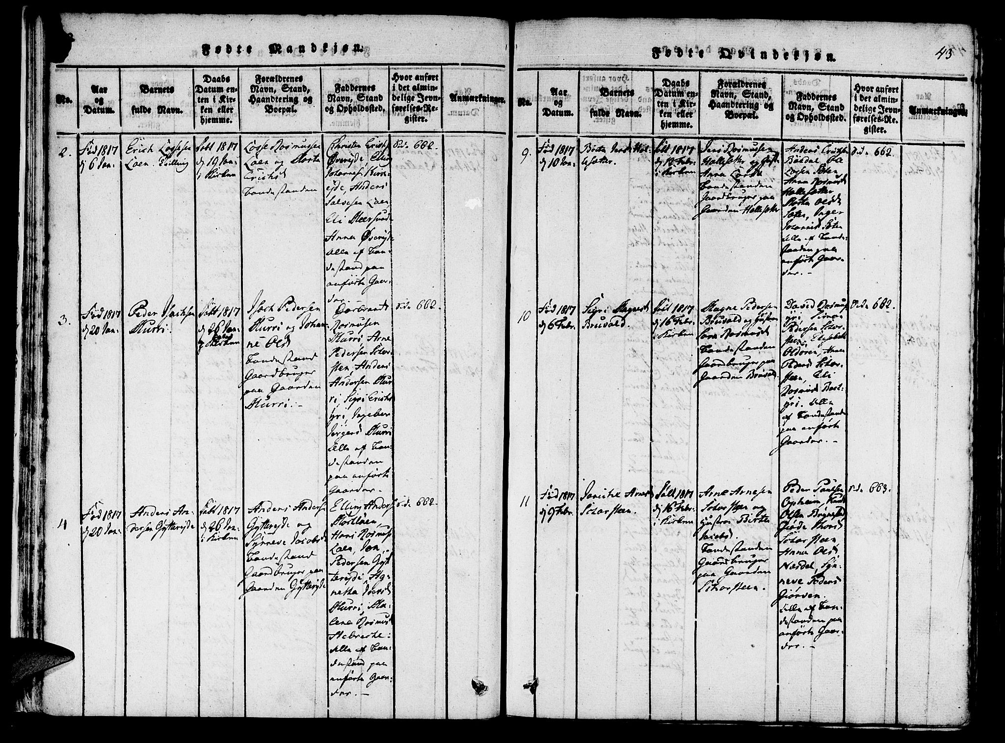 Innvik sokneprestembete, AV/SAB-A-80501: Parish register (official) no. A 2, 1816-1821, p. 42-43