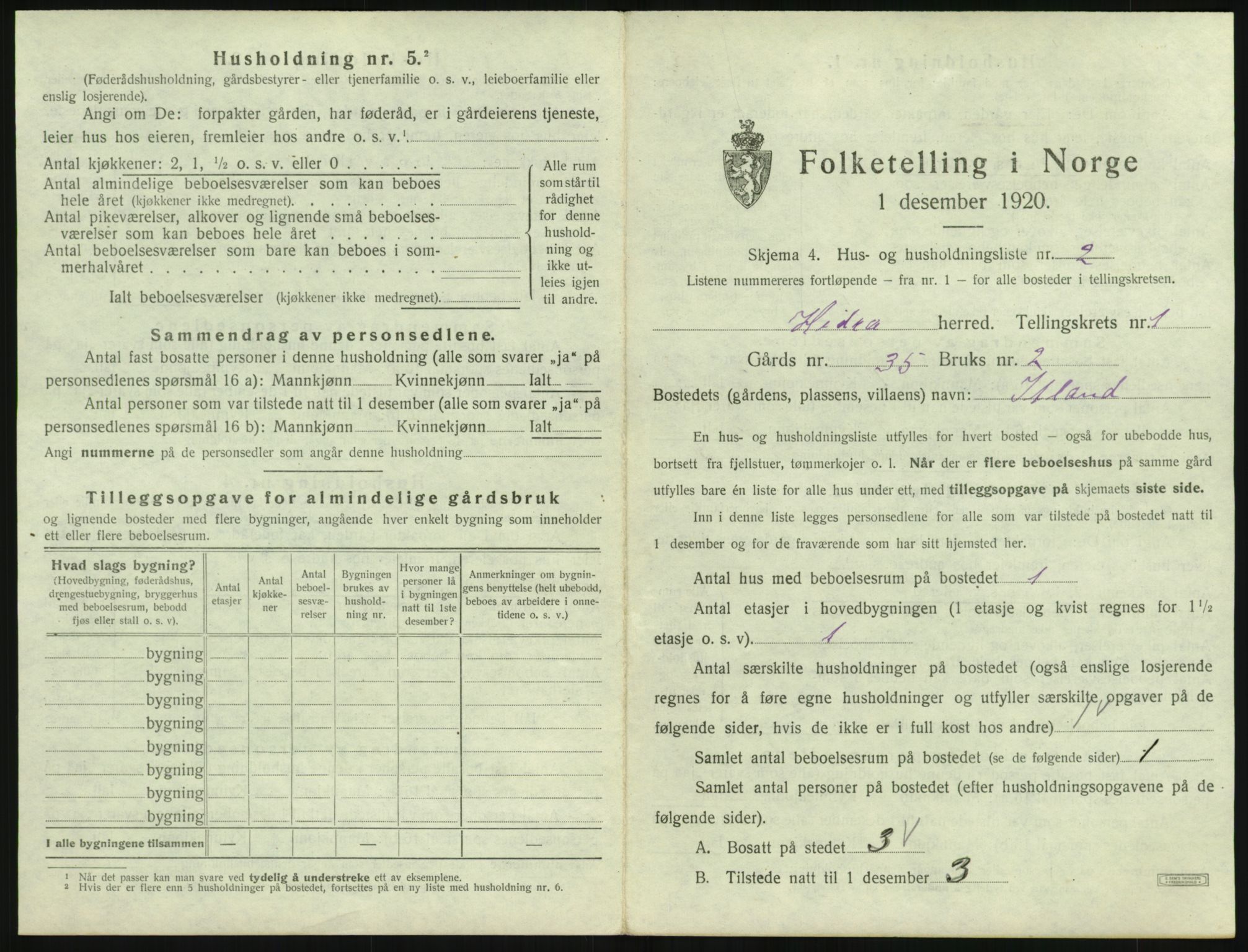 SAK, 1920 census for Hidra, 1920, p. 30