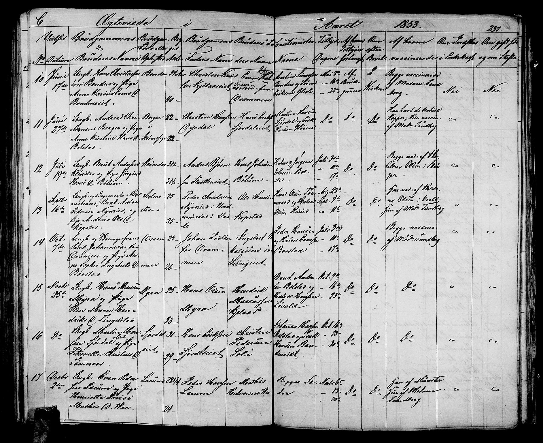 Sande Kirkebøker, AV/SAKO-A-53/G/Ga/L0002: Parish register (copy) no. 2, 1847-1863, p. 237