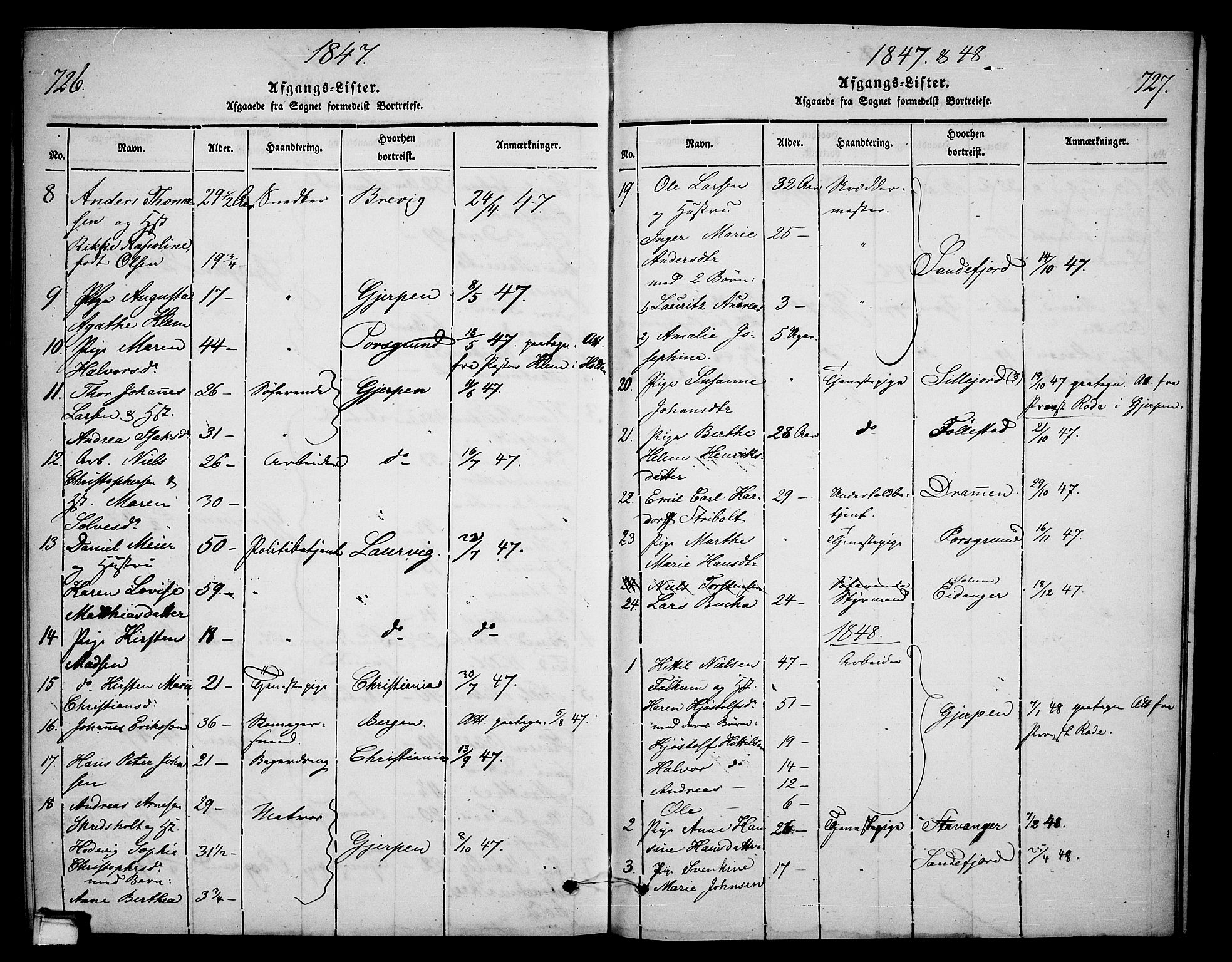 Skien kirkebøker, SAKO/A-302/G/Ga/L0003: Parish register (copy) no. 3, 1843-1847, p. 726-727