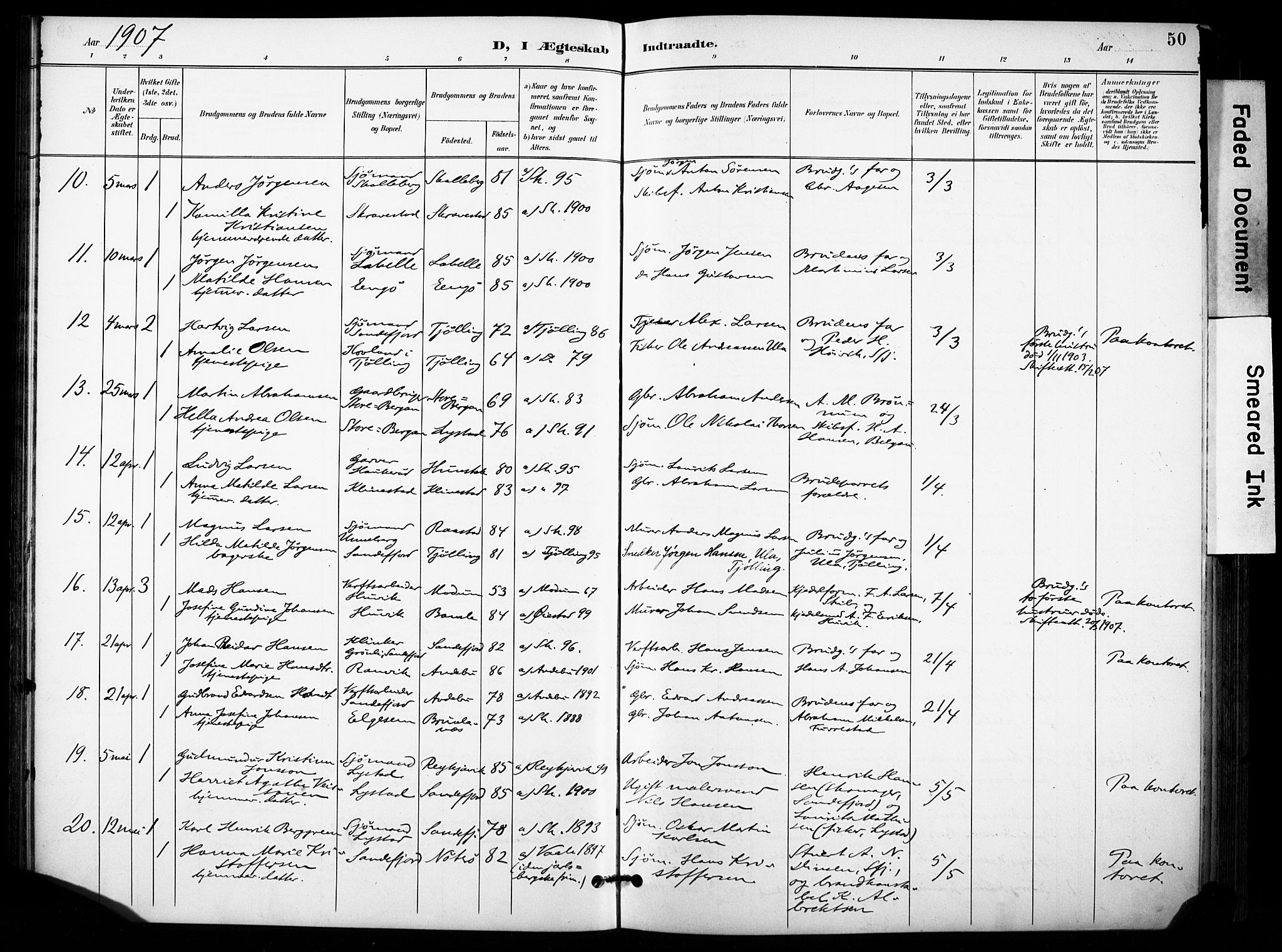 Sandar kirkebøker, SAKO/A-243/F/Fa/L0015: Parish register (official) no. 15, 1896-1907, p. 50