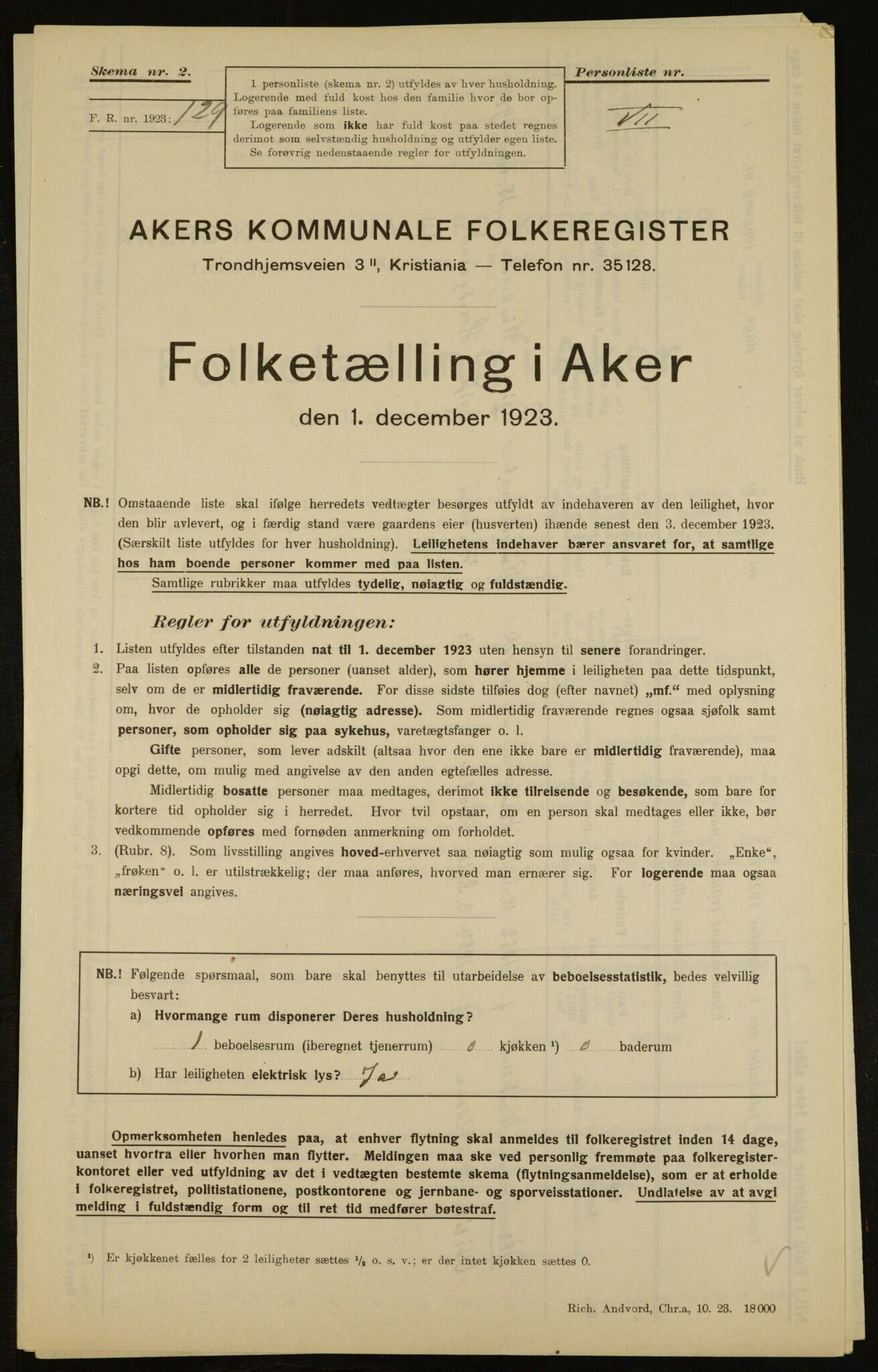 , Municipal Census 1923 for Aker, 1923, p. 8268