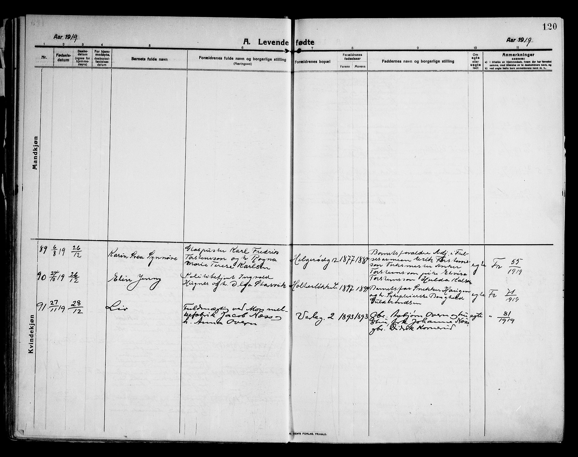 Moss prestekontor Kirkebøker, AV/SAO-A-2003/F/Fb/L0005: Parish register (official) no. II 5, 1913-1923, p. 120