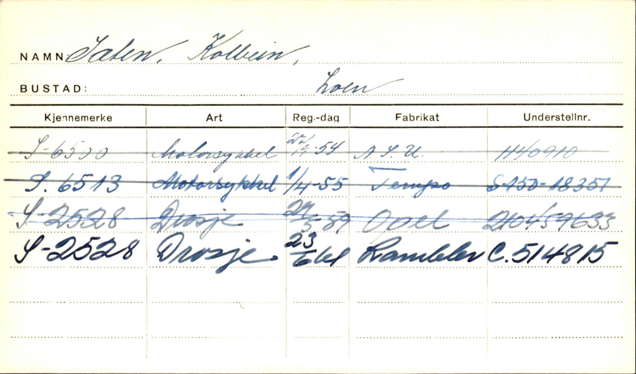 Statens vegvesen, Sogn og Fjordane vegkontor, AV/SAB-A-5301/4/F/L0002: Eigarregister Fjordane til 1.6.1961, 1930-1961, p. 4