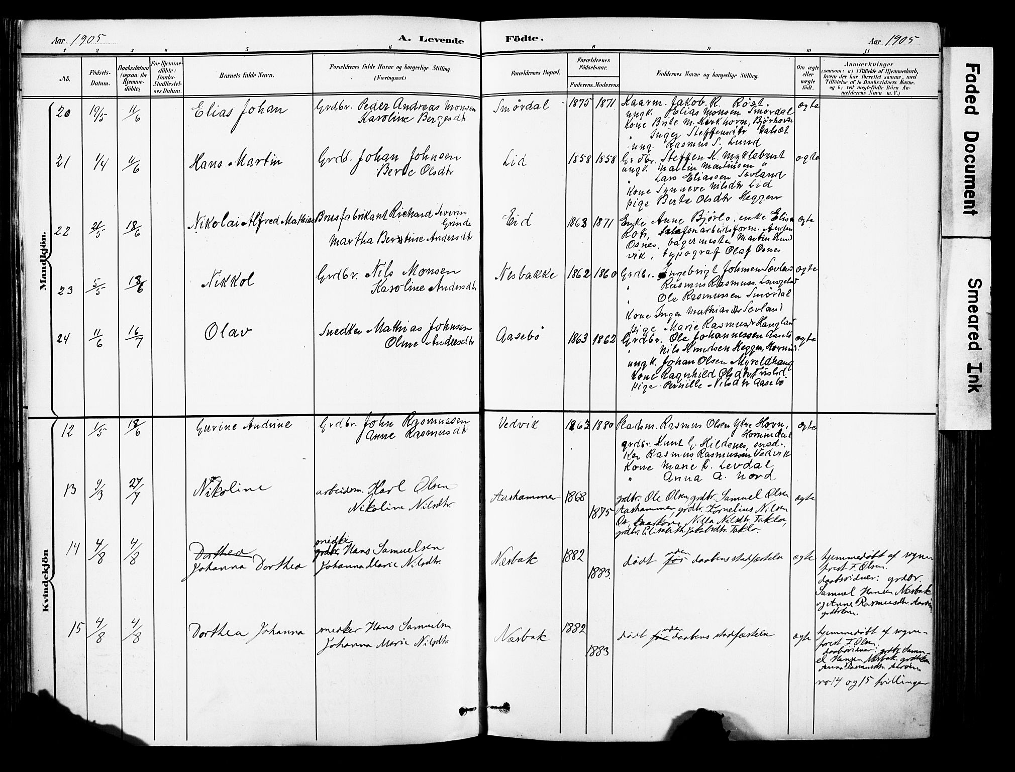 Eid sokneprestembete, AV/SAB-A-82301/H/Haa/Haab/L0001: Parish register (official) no. B 1, 1879-1906