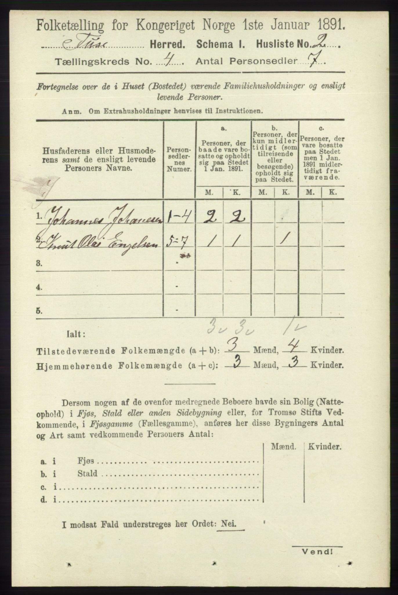 RA, 1891 census for 1241 Fusa, 1891, p. 678