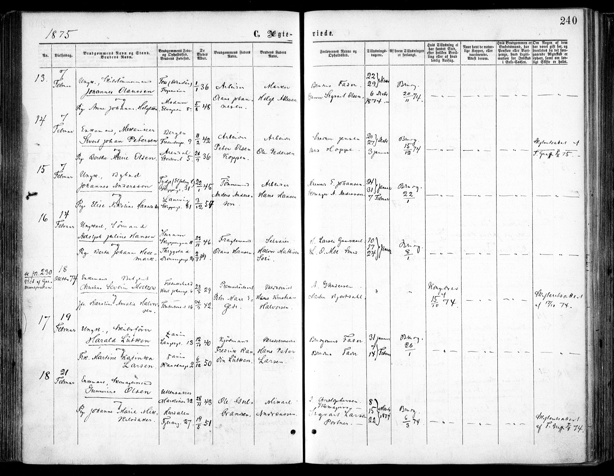 Oslo domkirke Kirkebøker, AV/SAO-A-10752/F/Fa/L0021: Parish register (official) no. 21, 1865-1884, p. 240