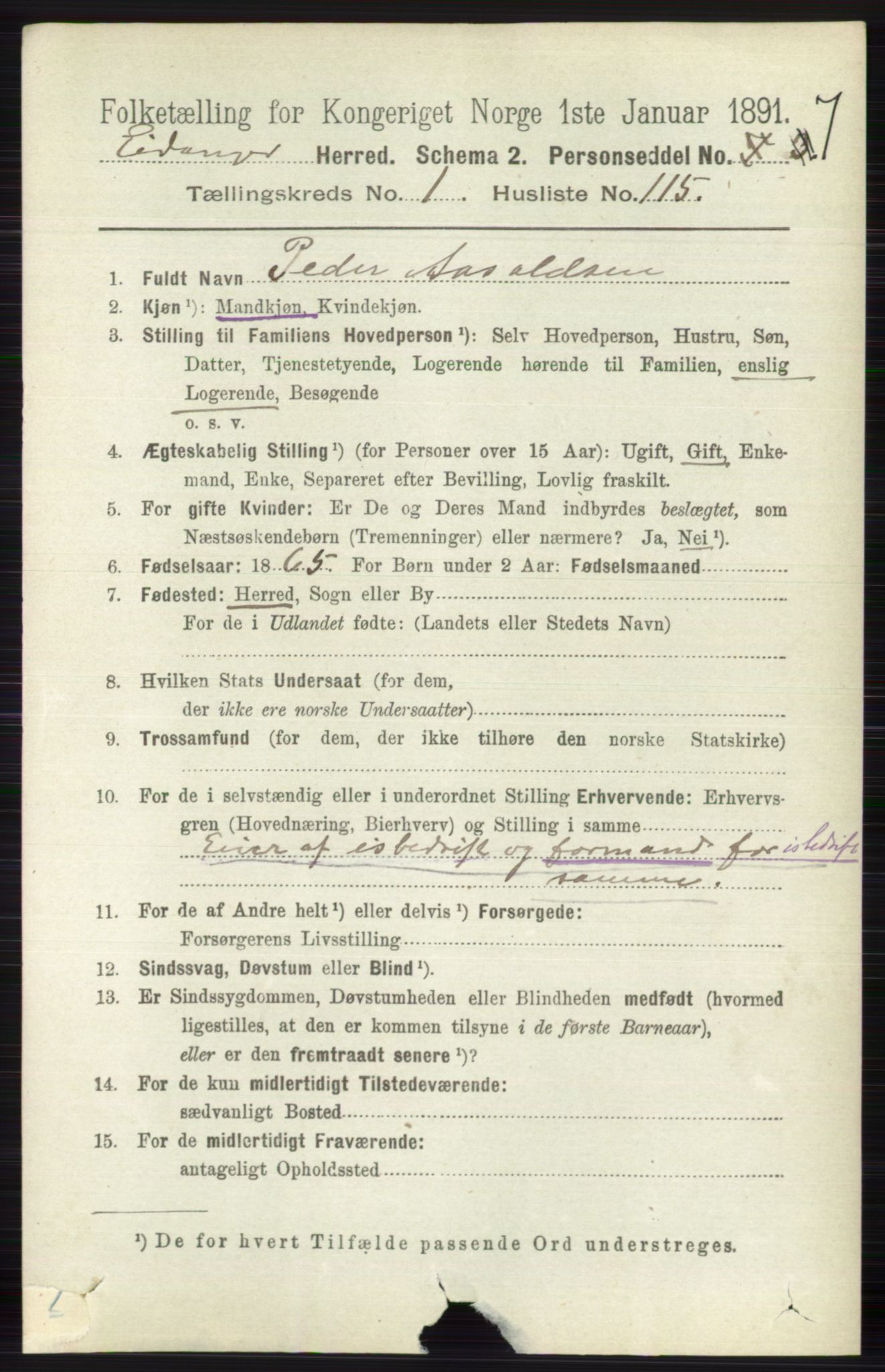 RA, 1891 census for 0813 Eidanger, 1891, p. 763