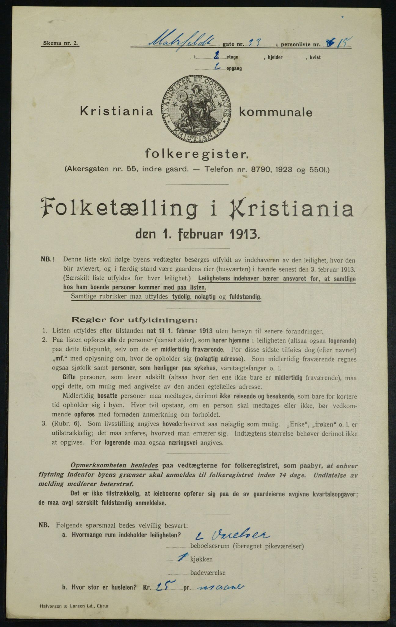 OBA, Municipal Census 1913 for Kristiania, 1913, p. 66550