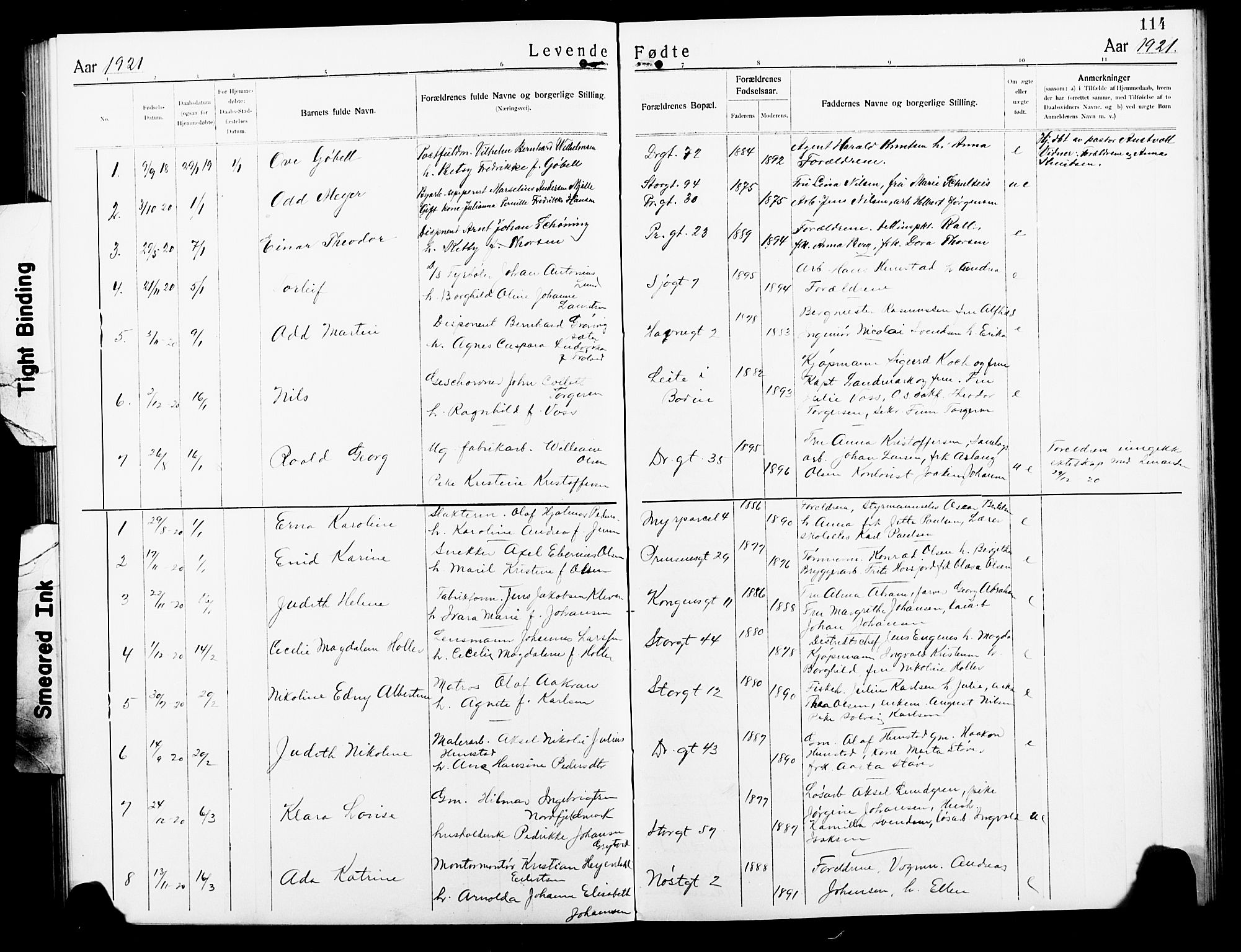 Ministerialprotokoller, klokkerbøker og fødselsregistre - Nordland, SAT/A-1459/801/L0034: Parish register (copy) no. 801C09, 1910-1922, p. 114