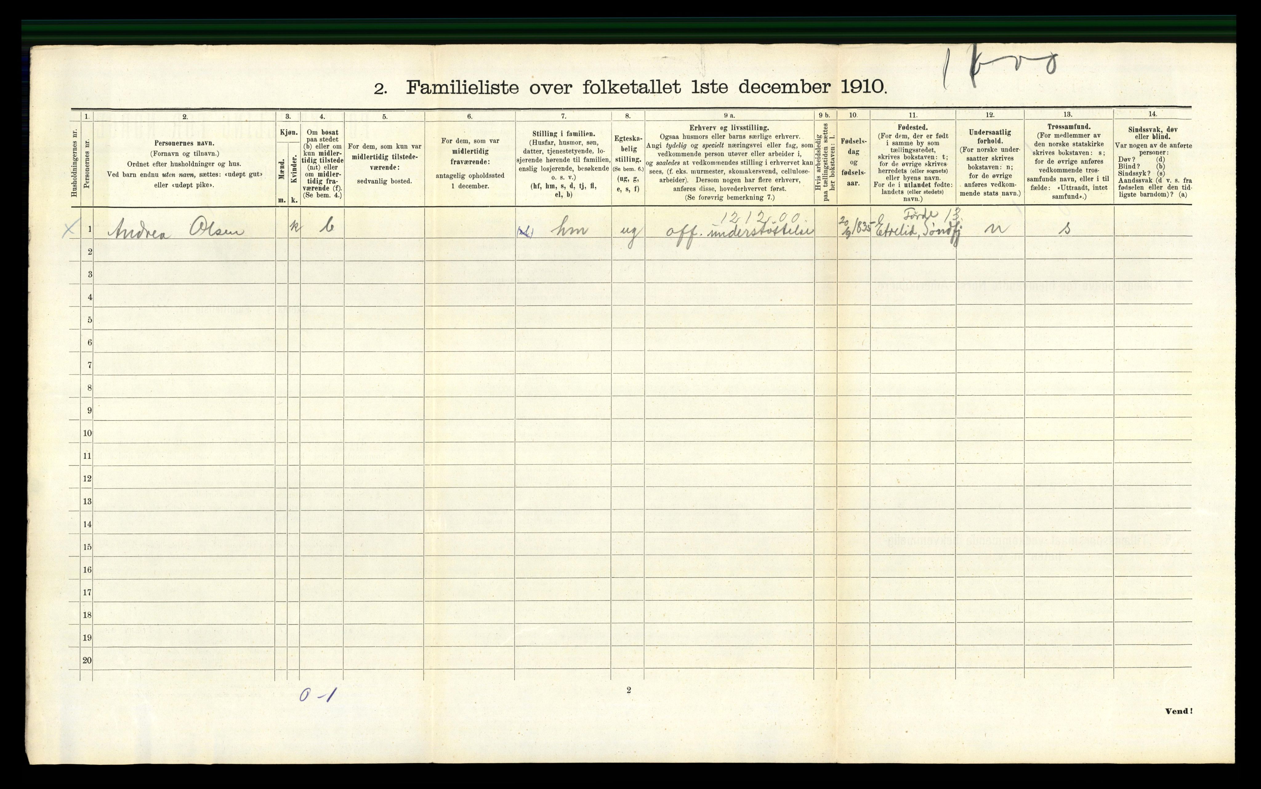 RA, 1910 census for Bergen, 1910, p. 1564