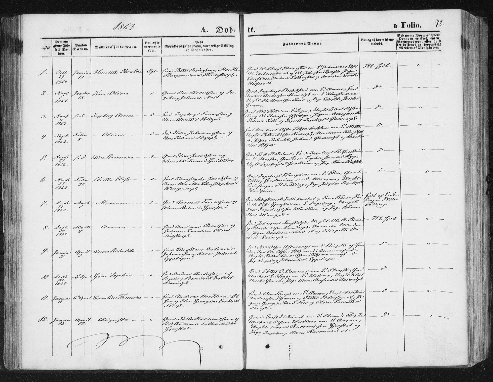Ministerialprotokoller, klokkerbøker og fødselsregistre - Nord-Trøndelag, SAT/A-1458/746/L0447: Parish register (official) no. 746A06, 1860-1877, p. 72