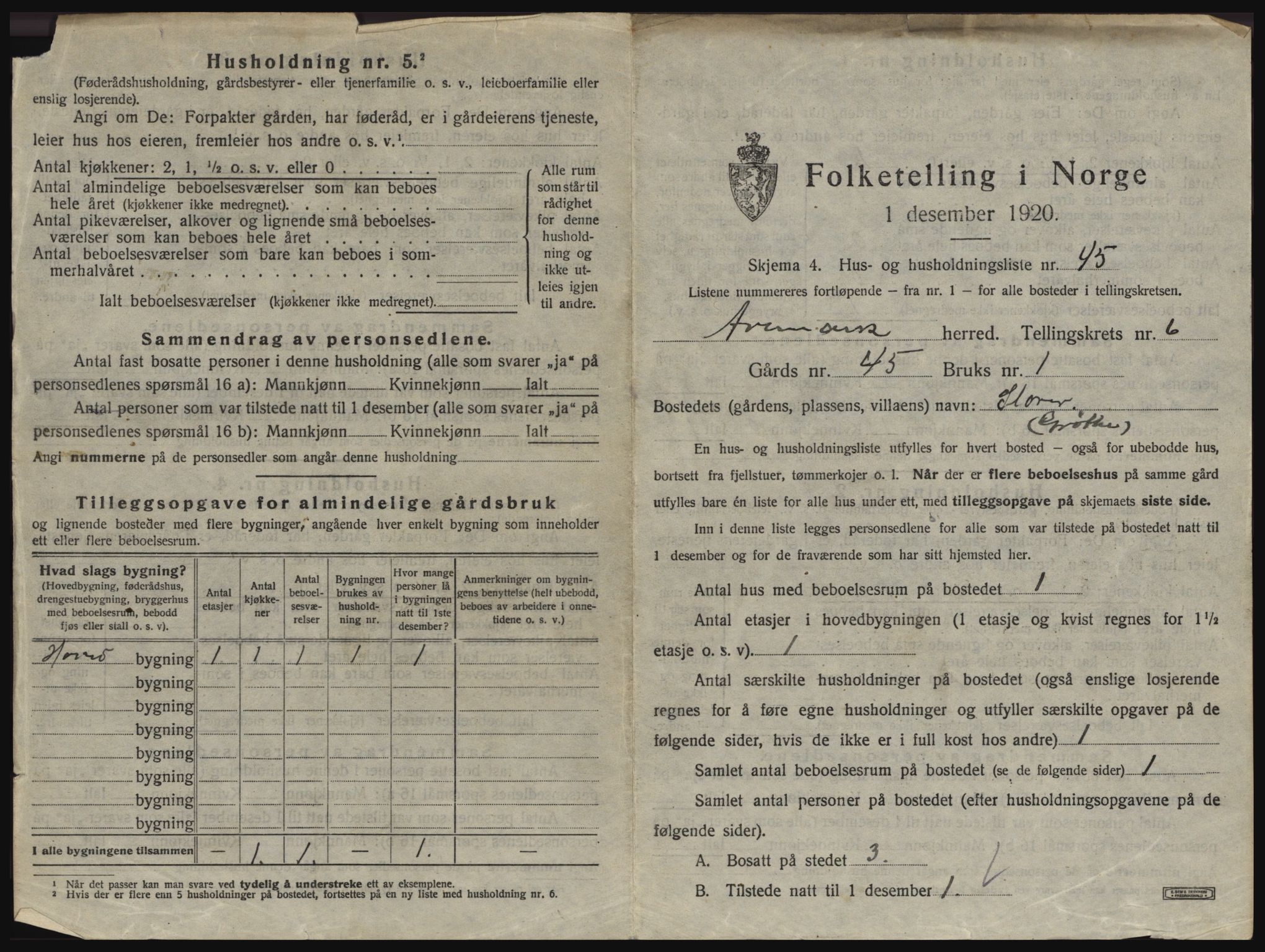 SAO, 1920 census for Aremark, 1920, p. 673