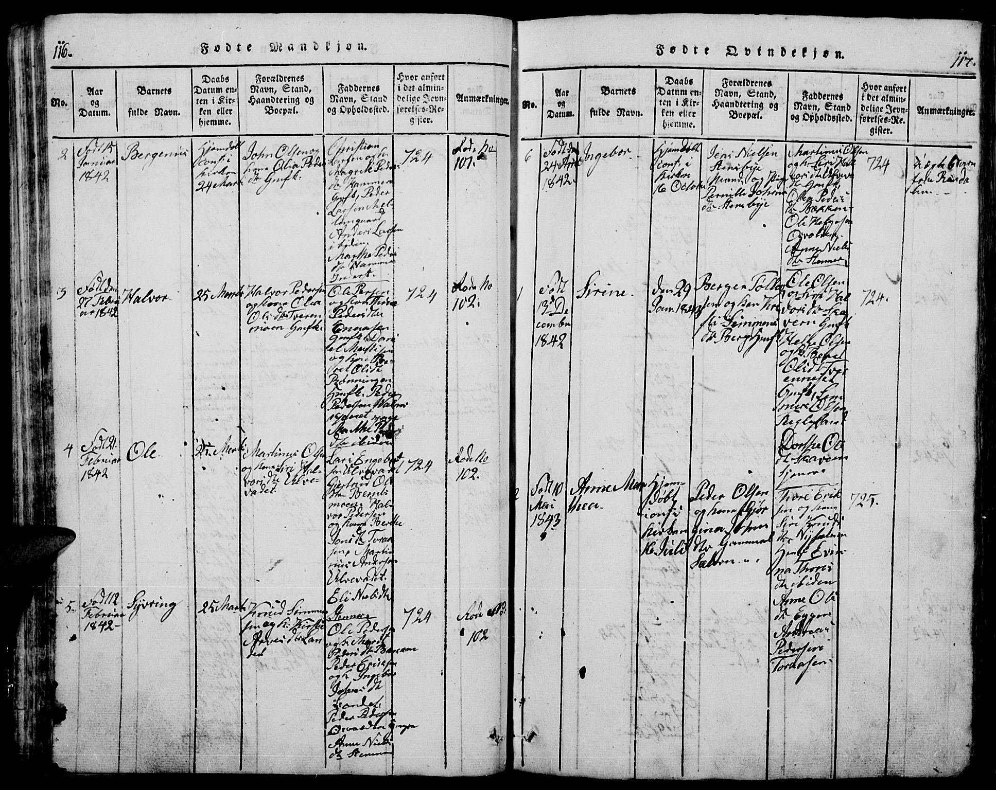 Trysil prestekontor, AV/SAH-PREST-046/H/Ha/Hab/L0005: Parish register (copy) no. 5, 1814-1877, p. 116-117