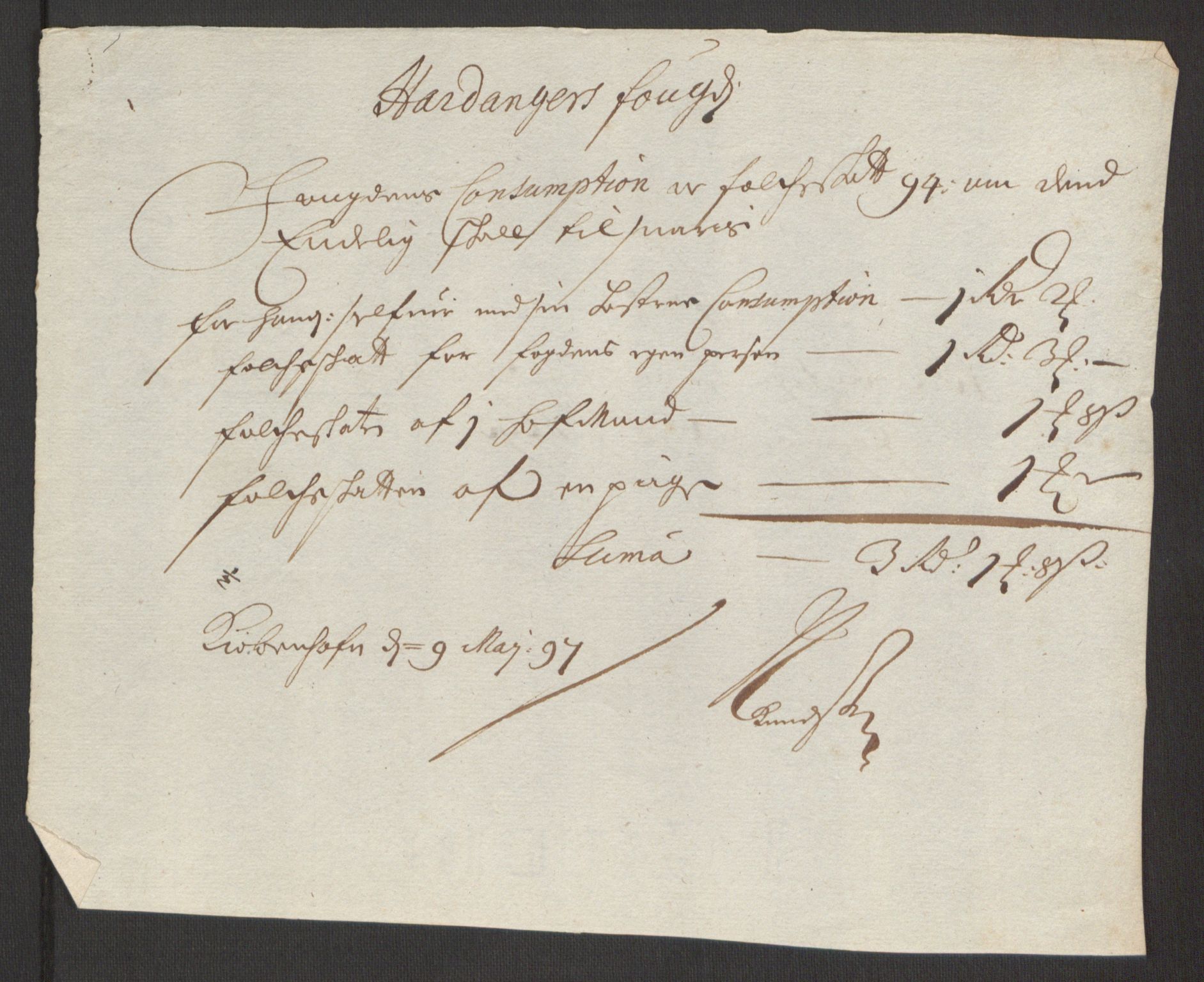 Rentekammeret inntil 1814, Reviderte regnskaper, Fogderegnskap, AV/RA-EA-4092/R48/L2976: Fogderegnskap Sunnhordland og Hardanger, 1695-1696, p. 213