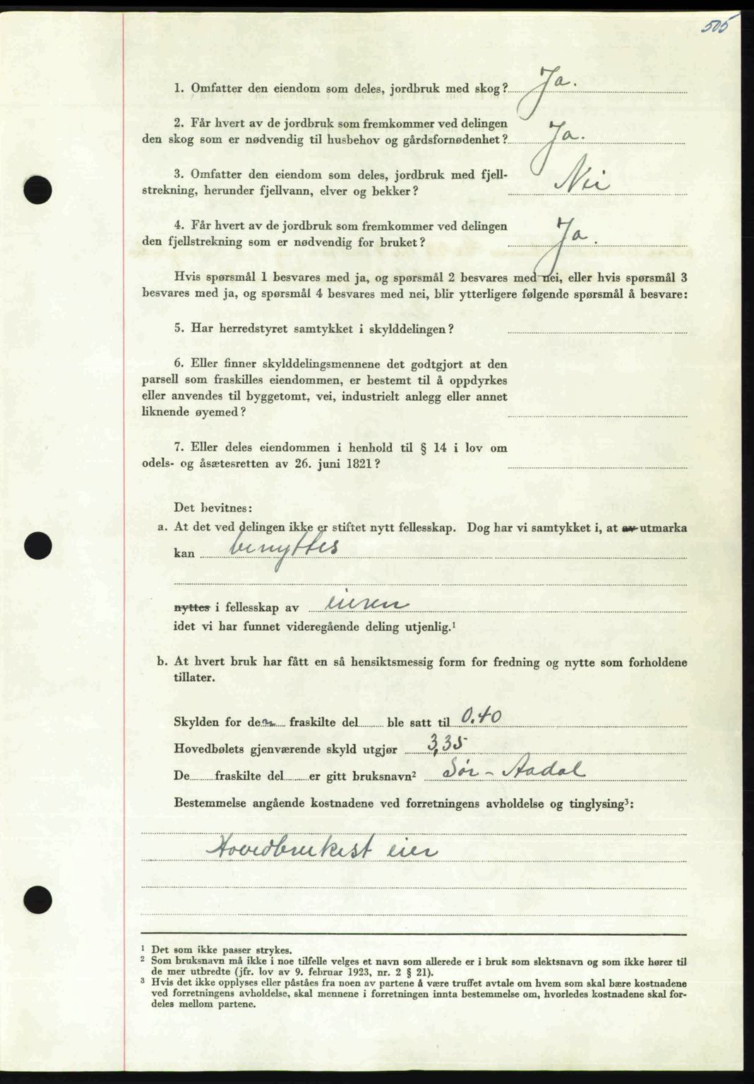 Nordmøre sorenskriveri, AV/SAT-A-4132/1/2/2Ca: Mortgage book no. A112, 1949-1949, Diary no: : 2651/1949