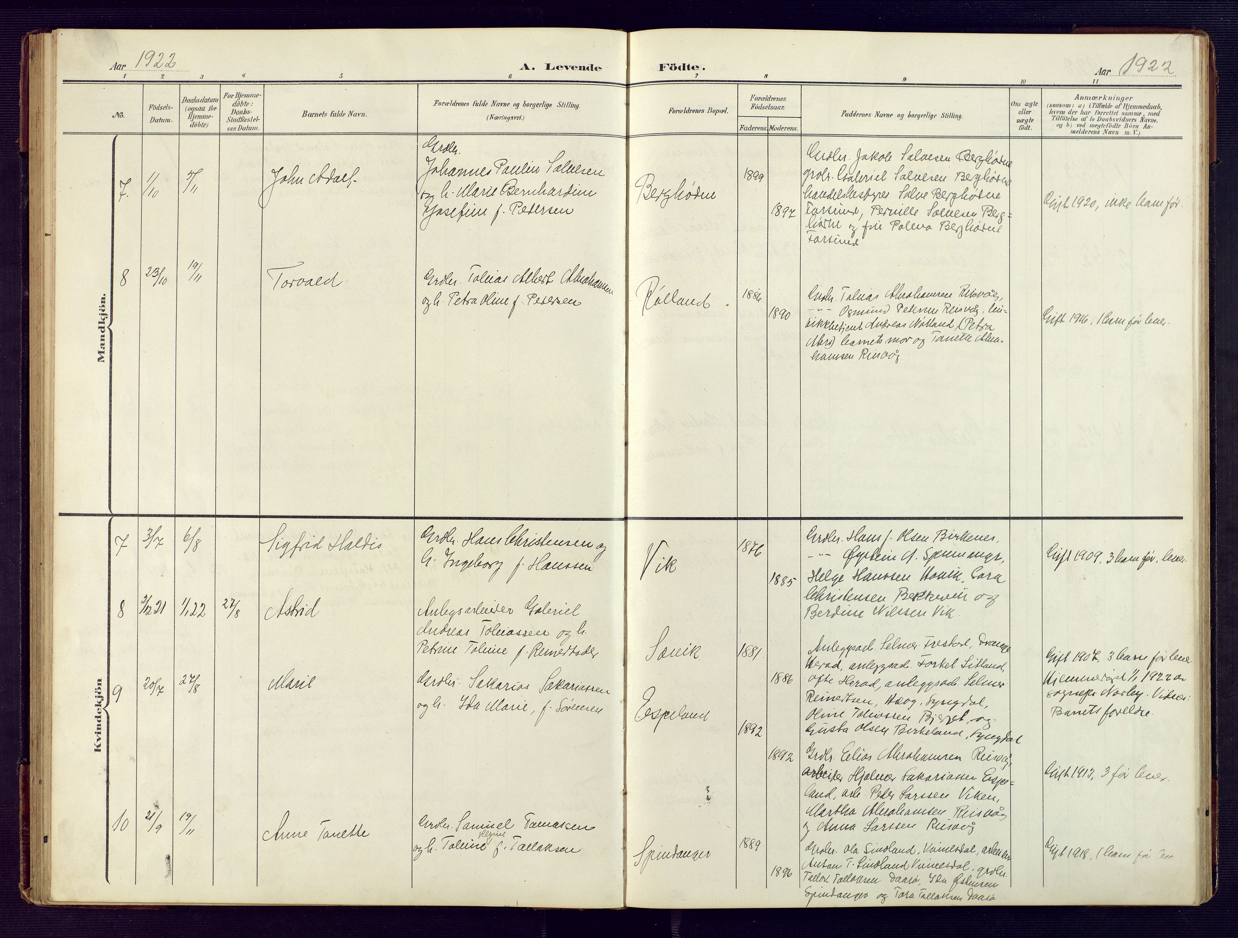 Herad sokneprestkontor, SAK/1111-0018/F/Fb/Fbb/L0005: Parish register (copy) no. B 5, 1908-1949