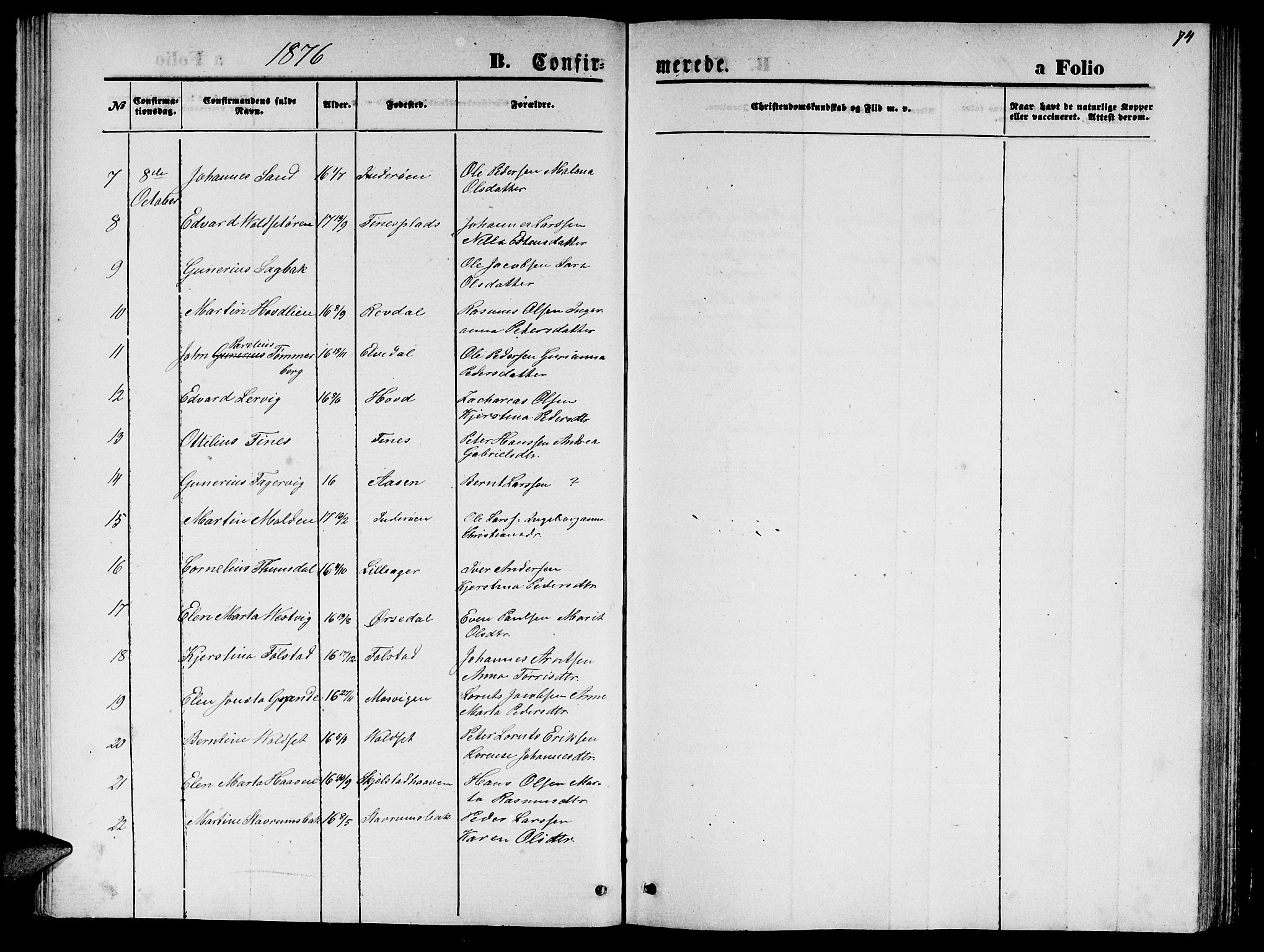 Ministerialprotokoller, klokkerbøker og fødselsregistre - Nord-Trøndelag, AV/SAT-A-1458/744/L0422: Parish register (copy) no. 744C01, 1871-1885, p. 74