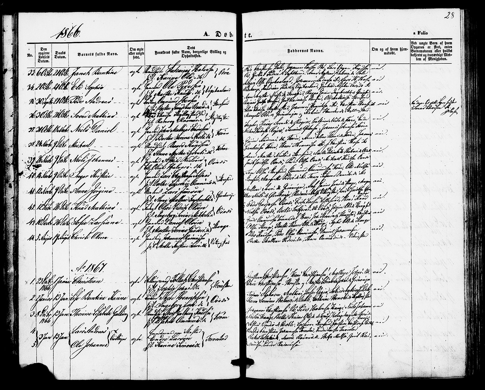 Torvastad sokneprestkontor, AV/SAST-A -101857/H/Ha/Haa/L0010: Parish register (official) no. A 10, 1857-1878, p. 28