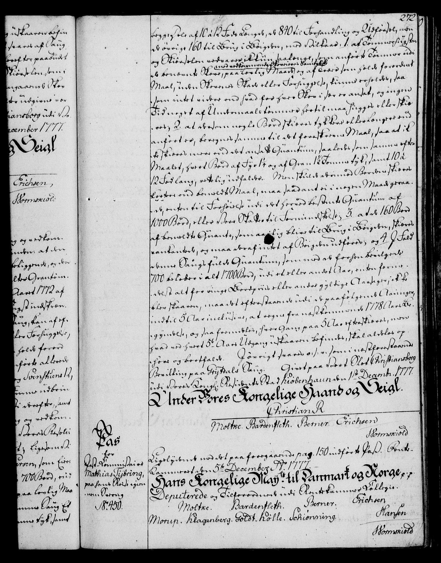Rentekammeret, Kammerkanselliet, RA/EA-3111/G/Gg/Gga/L0010: Norsk ekspedisjonsprotokoll med register (merket RK 53.10), 1773-1778, p. 272