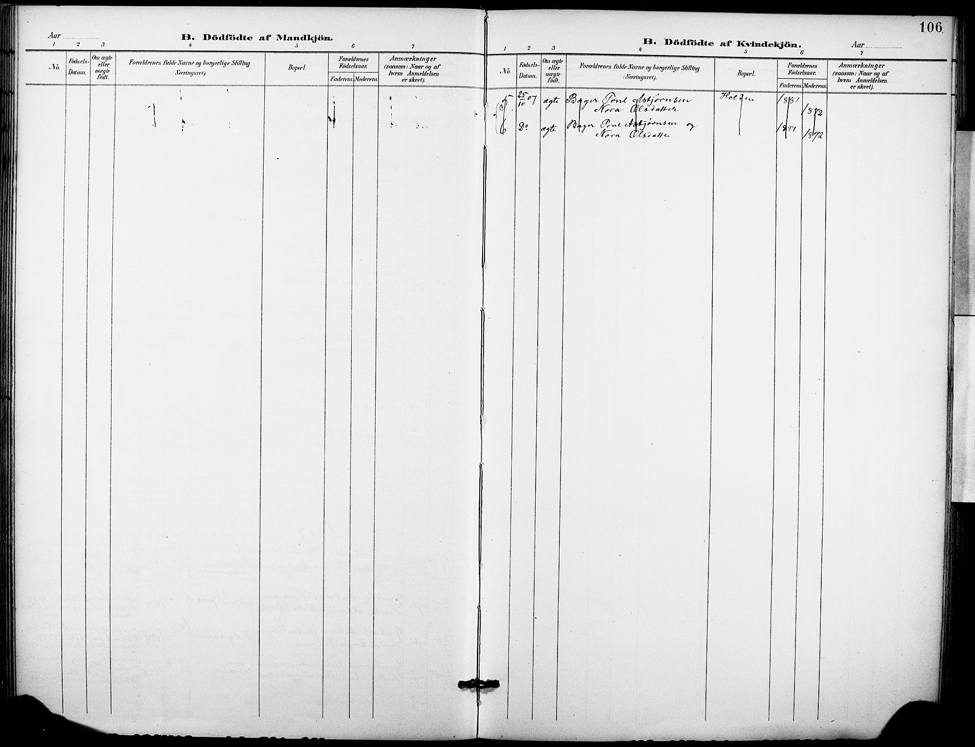 Holla kirkebøker, SAKO/A-272/F/Fa/L0010: Parish register (official) no. 10, 1897-1907, p. 106
