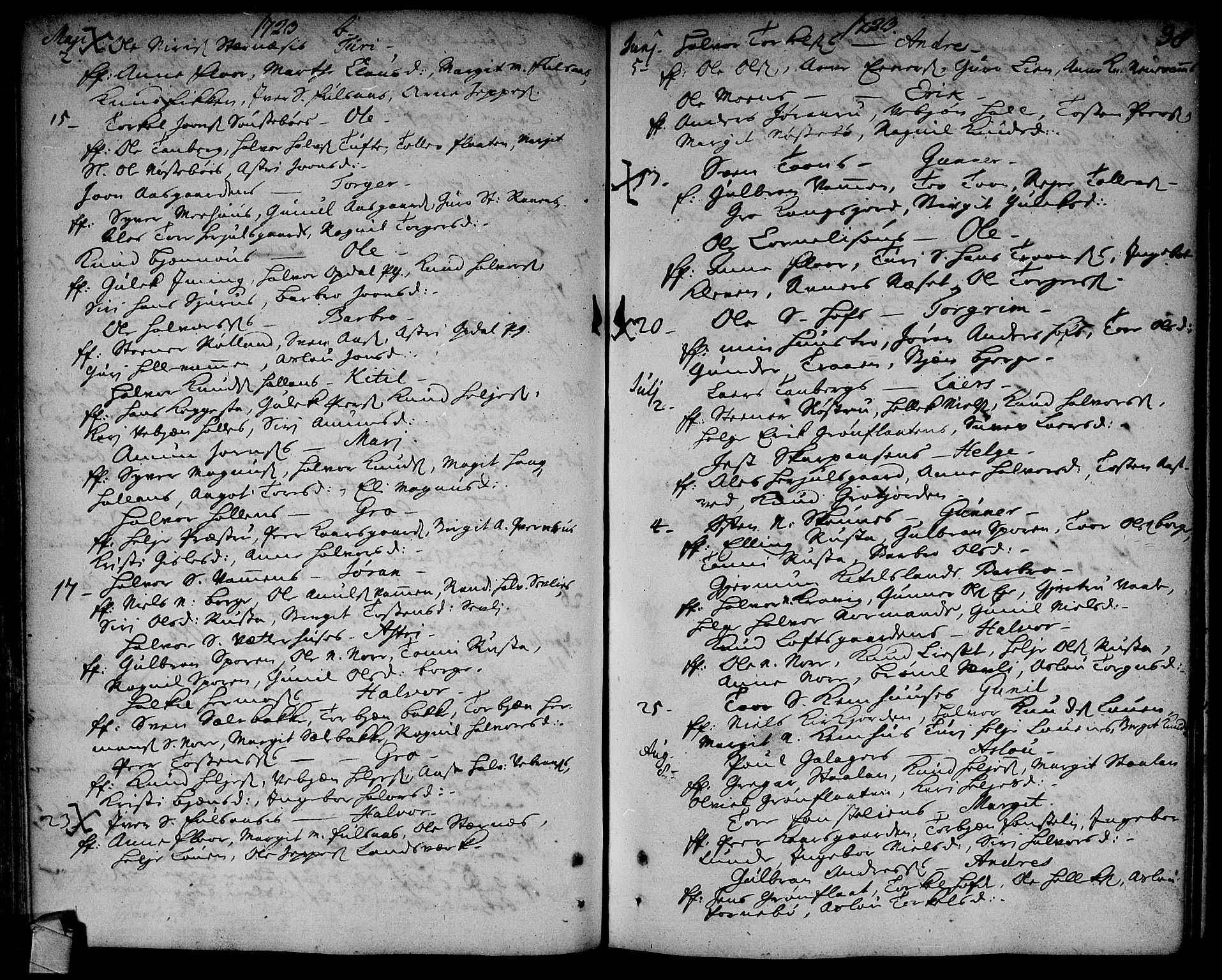 Rollag kirkebøker, AV/SAKO-A-240/F/Fa/L0002: Parish register (official) no. I 2, 1714-1742, p. 38