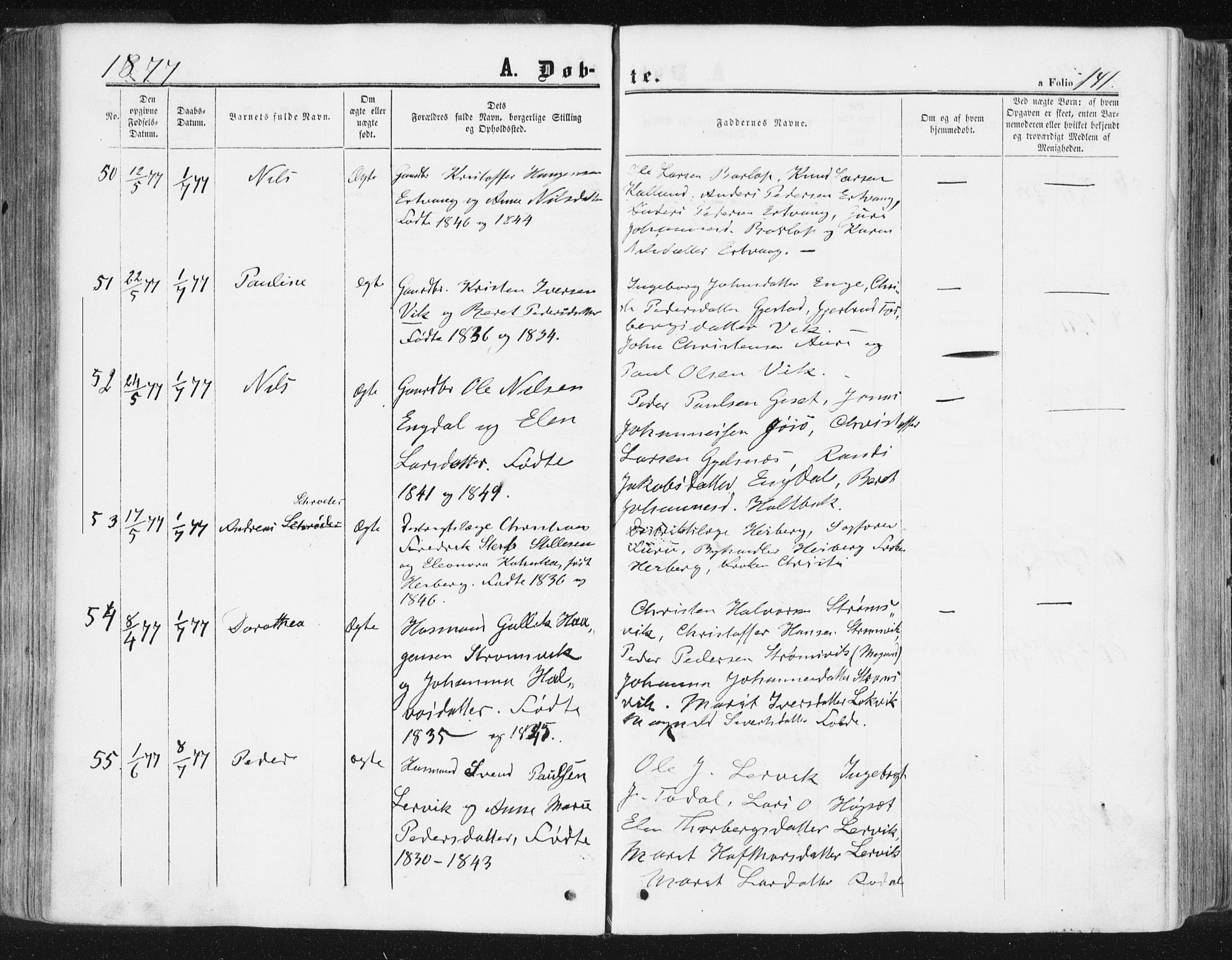 Ministerialprotokoller, klokkerbøker og fødselsregistre - Møre og Romsdal, AV/SAT-A-1454/578/L0905: Parish register (official) no. 578A04, 1859-1877, p. 141