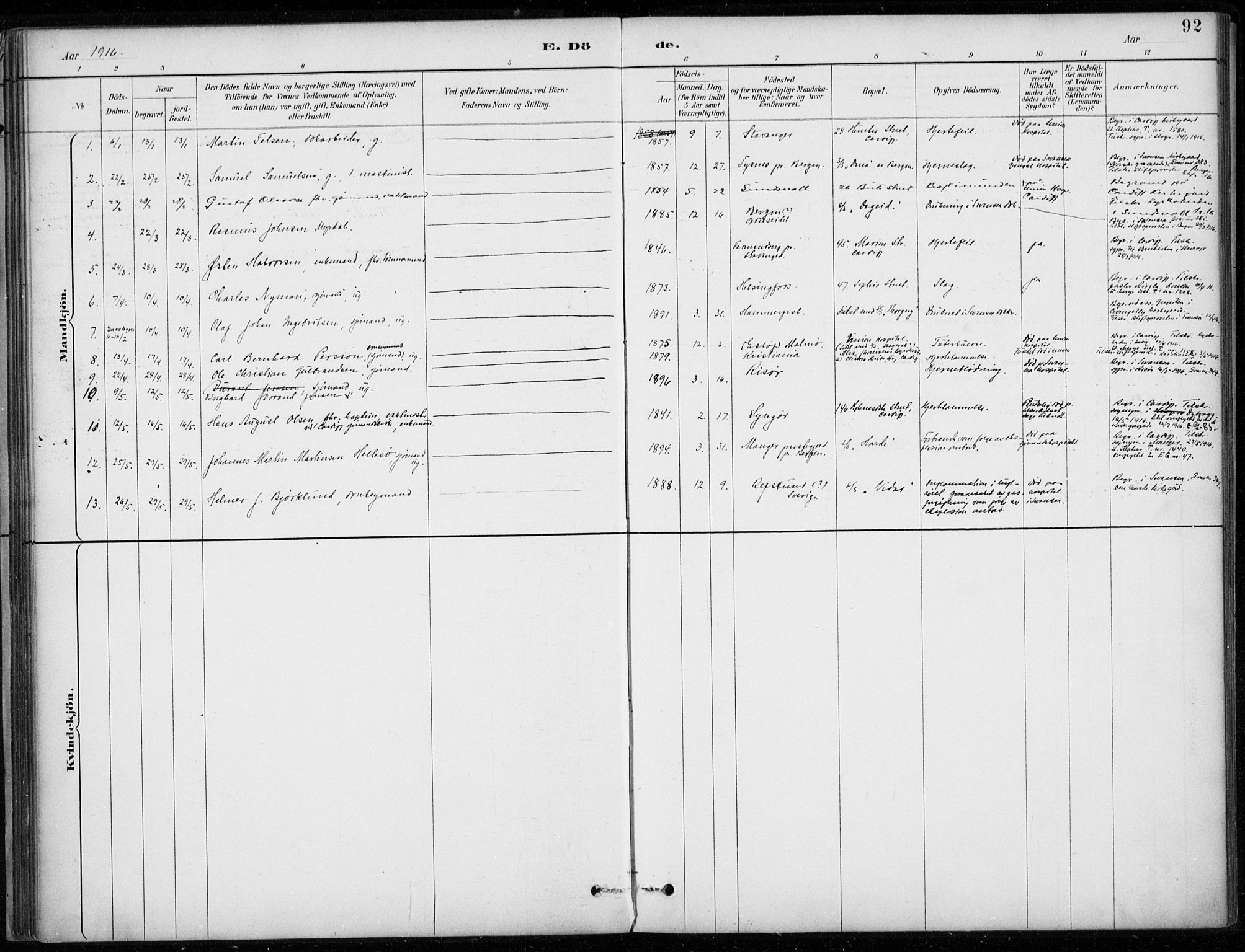 Den norske sjømannsmisjon i utlandet/Bristolhavnene(Cardiff-Swansea), SAB/SAB/PA-0102/H/Ha/Haa/L0002: Parish register (official) no. A 2, 1887-1932, p. 92