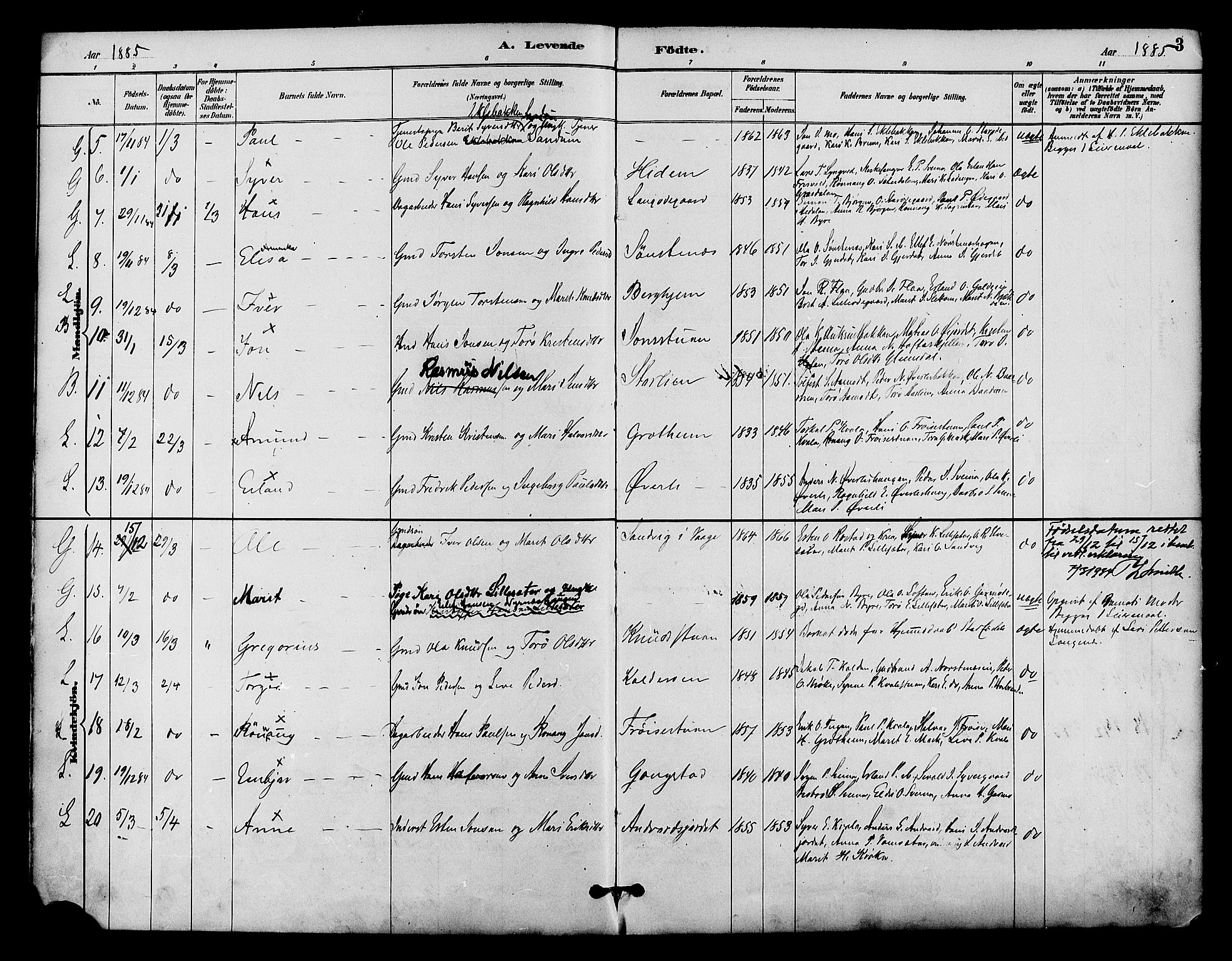 Lom prestekontor, SAH/PREST-070/K/L0008: Parish register (official) no. 8, 1885-1898, p. 3