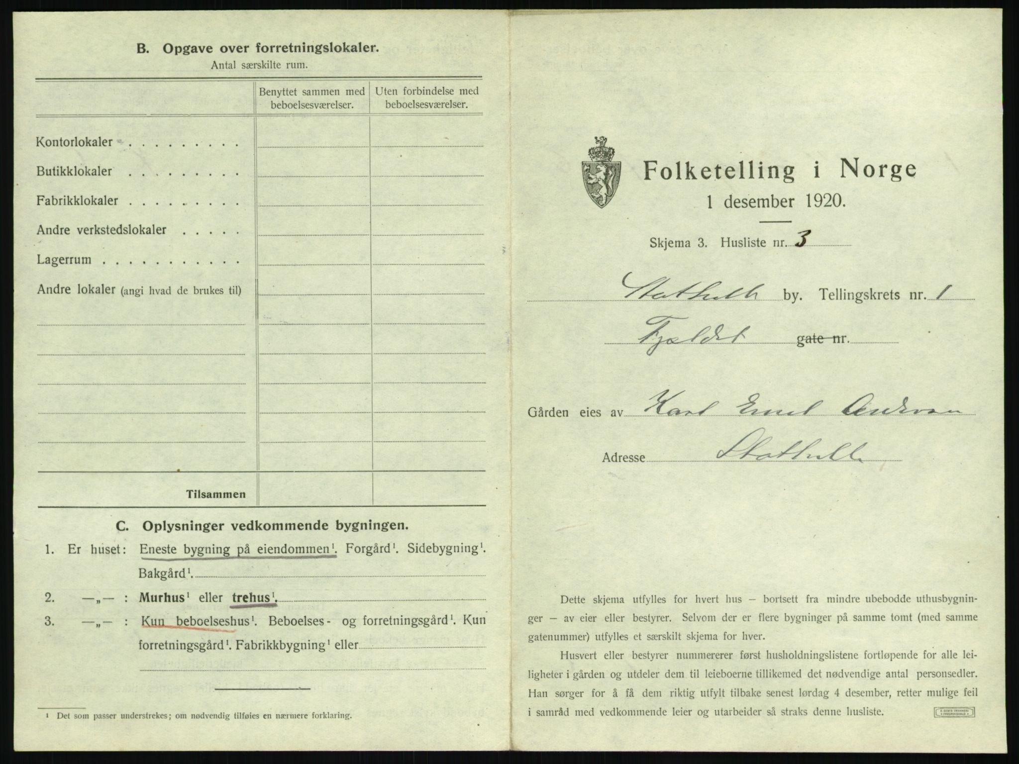 SAKO, 1920 census for Stathelle, 1920, p. 17