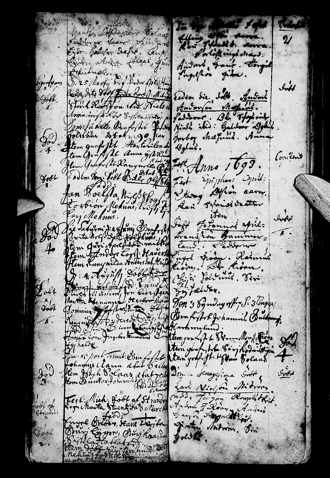 Os sokneprestembete, SAB/A-99929: Parish register (official) no. A 3, 1669-1760, p. 21