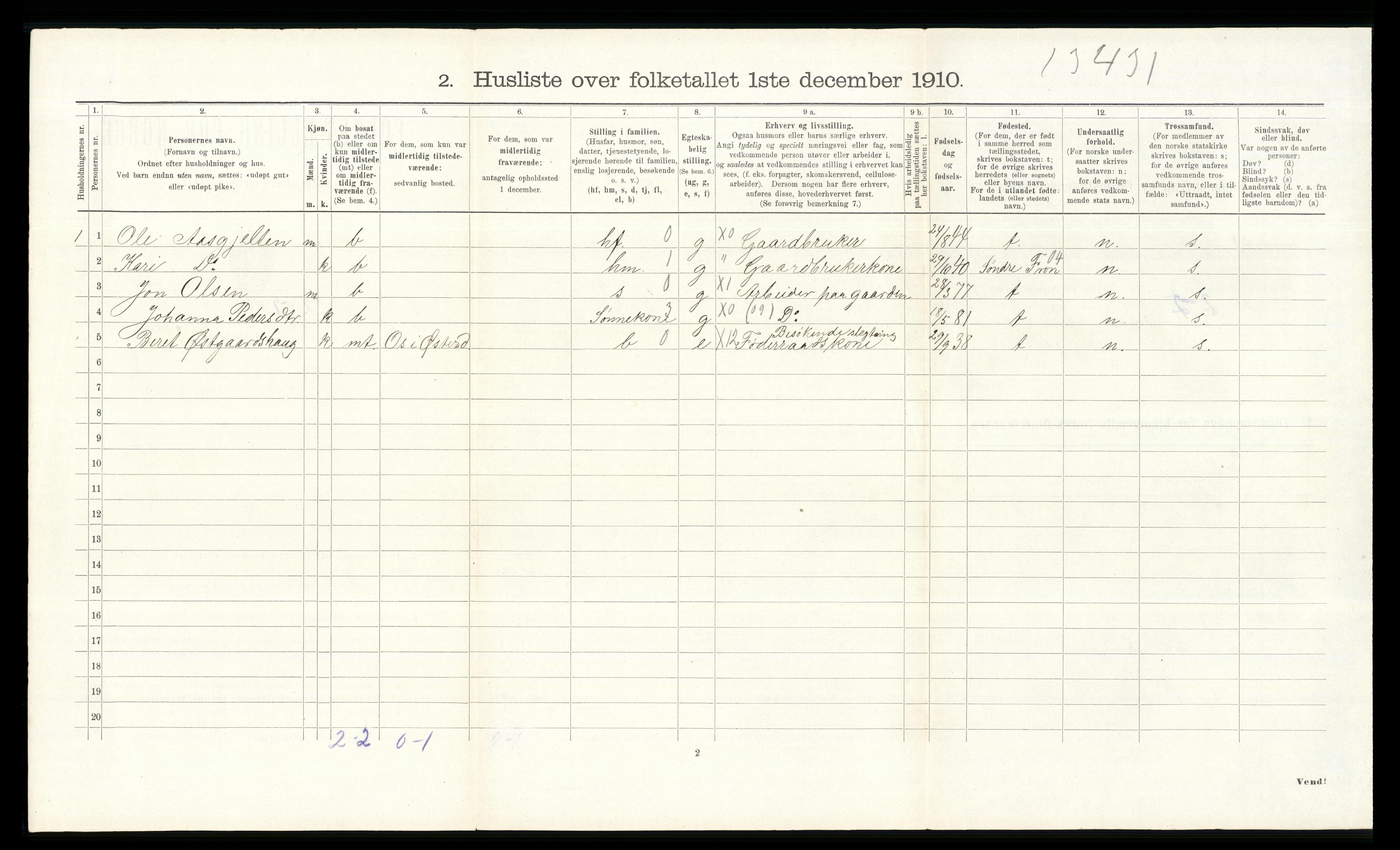 RA, 1910 census for Tolga, 1910, p. 539