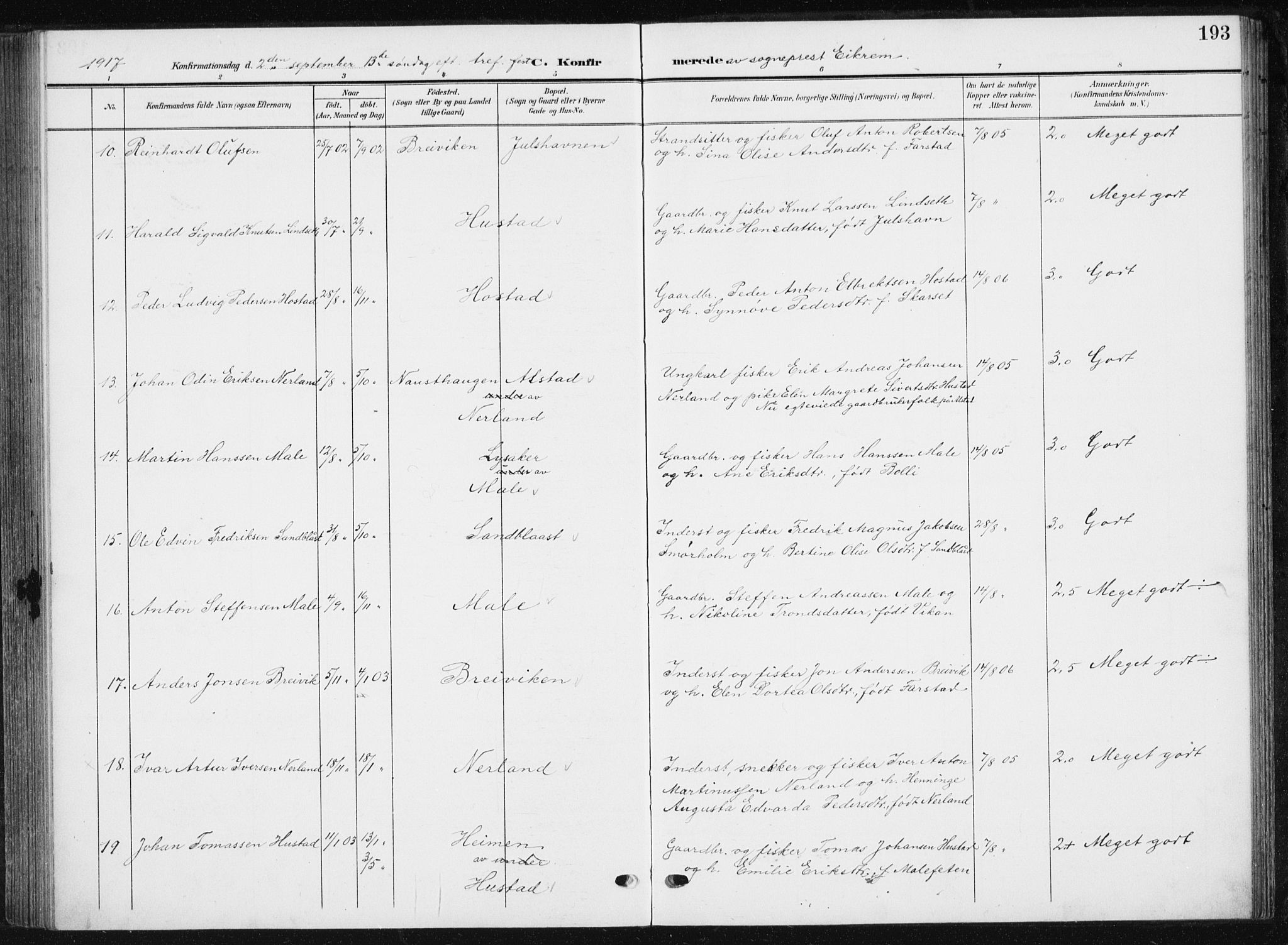 Ministerialprotokoller, klokkerbøker og fødselsregistre - Møre og Romsdal, AV/SAT-A-1454/567/L0784: Parish register (copy) no. 567C04, 1903-1938, p. 193