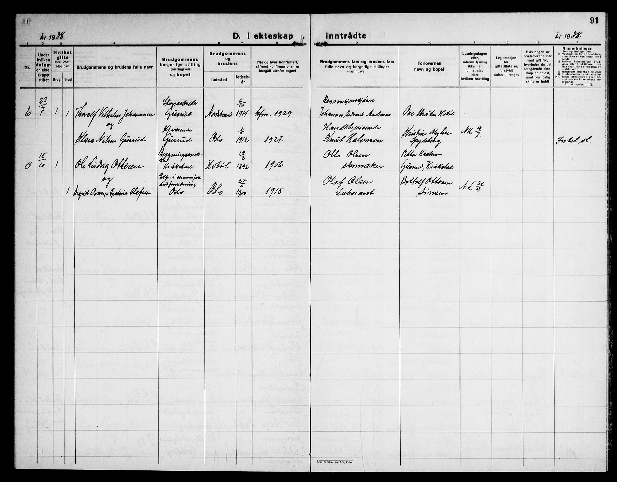 Kråkstad prestekontor Kirkebøker, AV/SAO-A-10125a/G/Ga/L0003: Parish register (copy) no. I 3, 1935-1950, p. 91