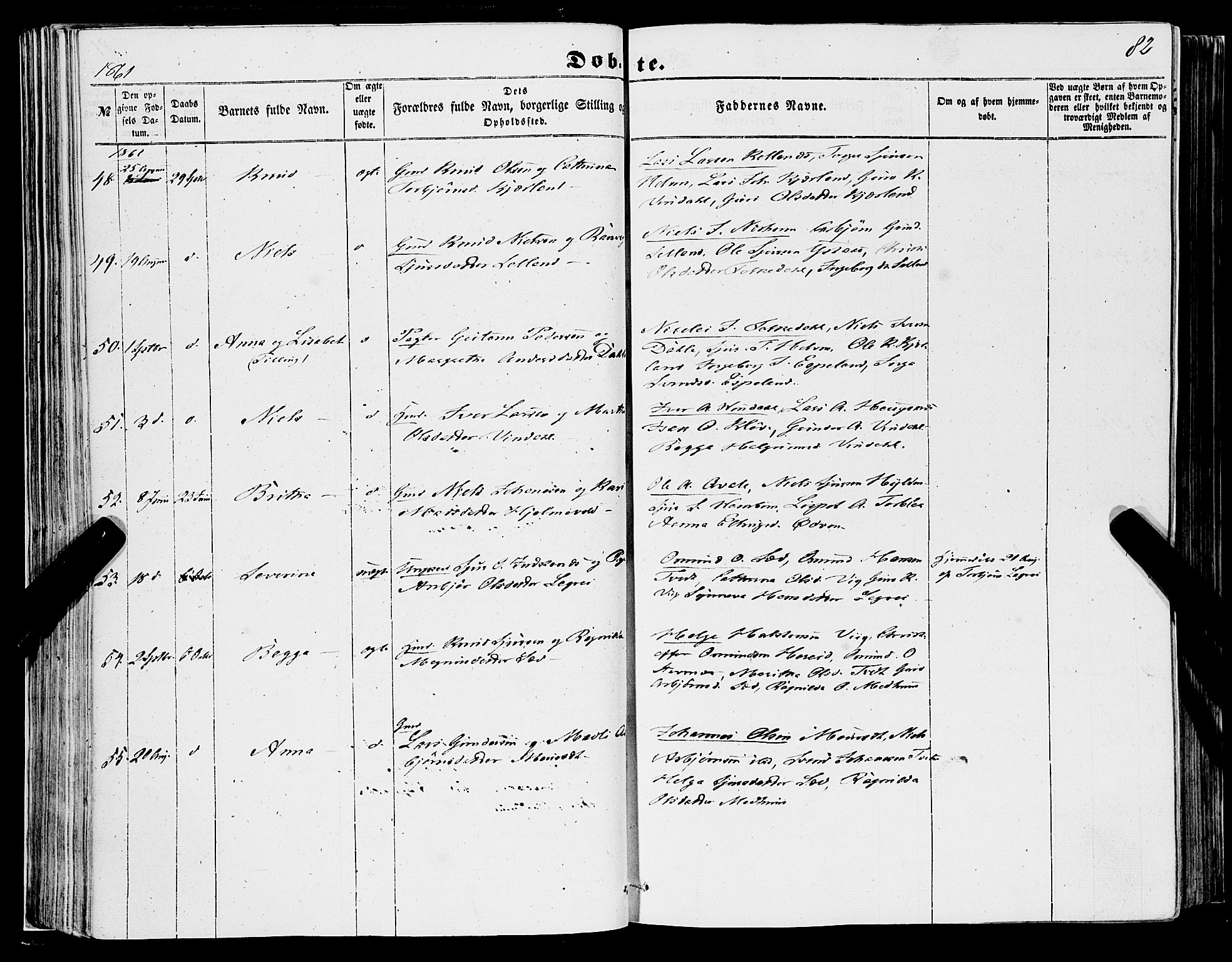 Ulvik sokneprestembete, AV/SAB-A-78801/H/Haa: Parish register (official) no. A 13, 1853-1863, p. 82