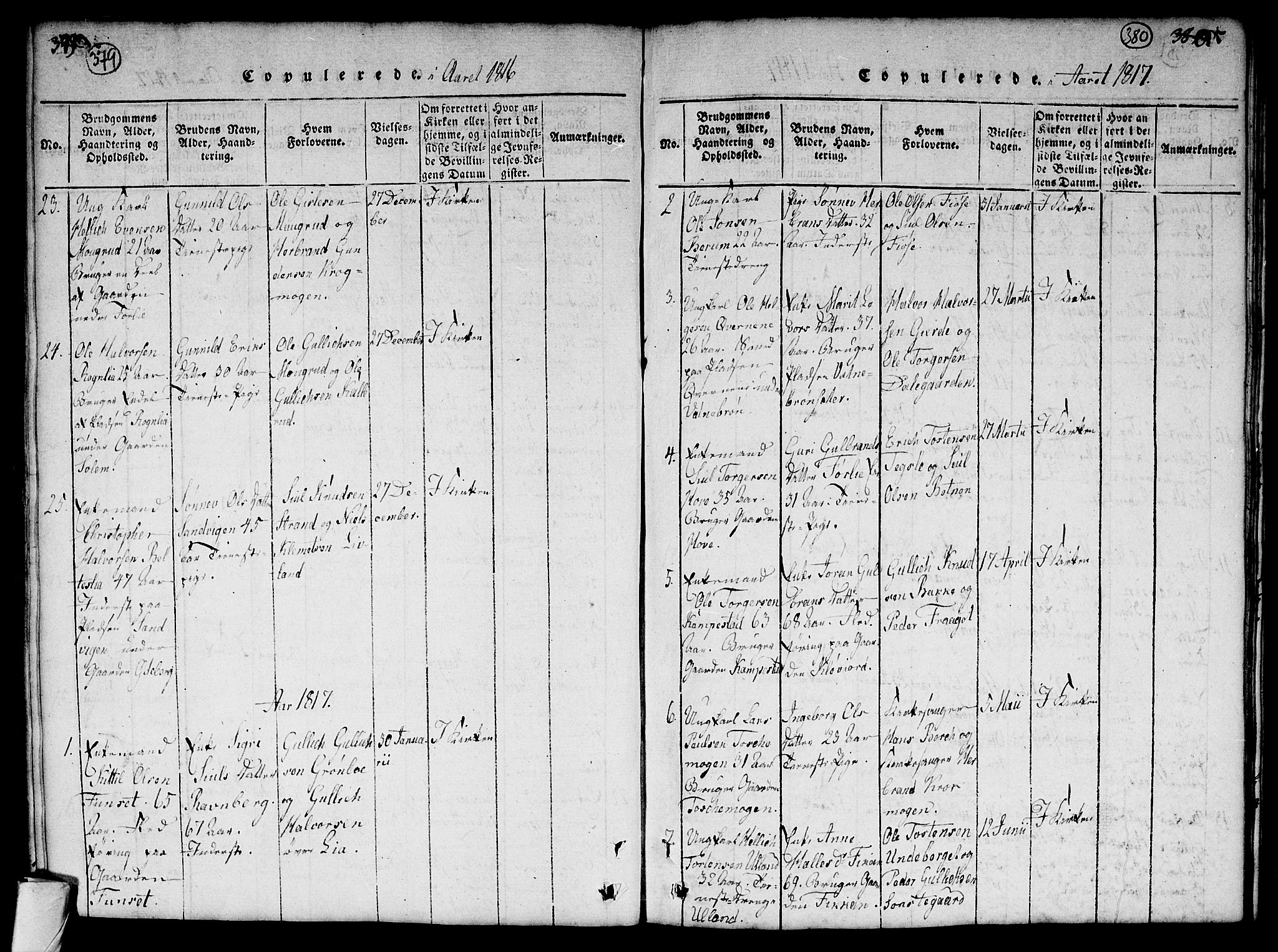 Flesberg kirkebøker, SAKO/A-18/G/Ga/L0001: Parish register (copy) no. I 1, 1816-1834, p. 379-380