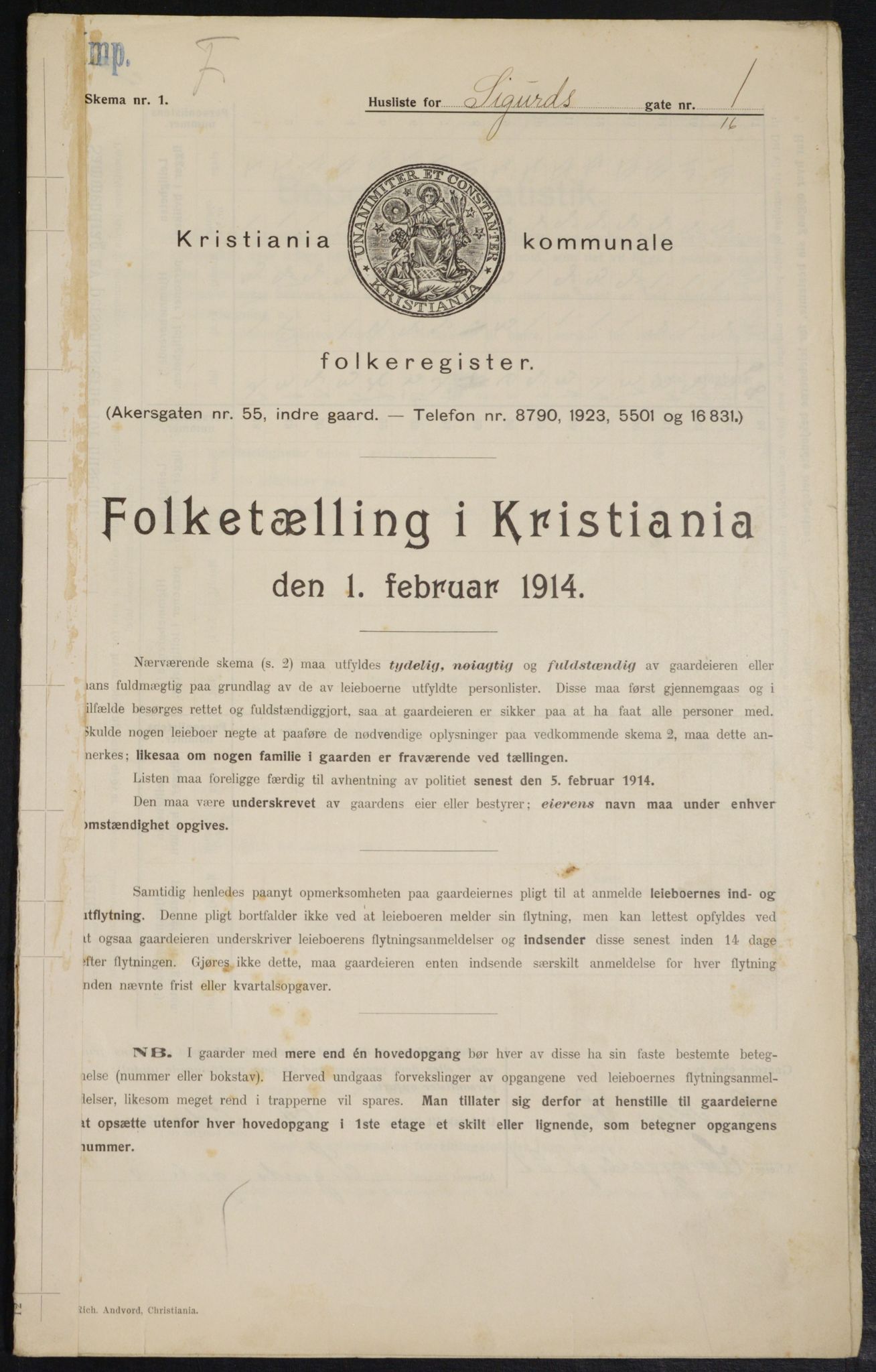 OBA, Municipal Census 1914 for Kristiania, 1914, p. 94630