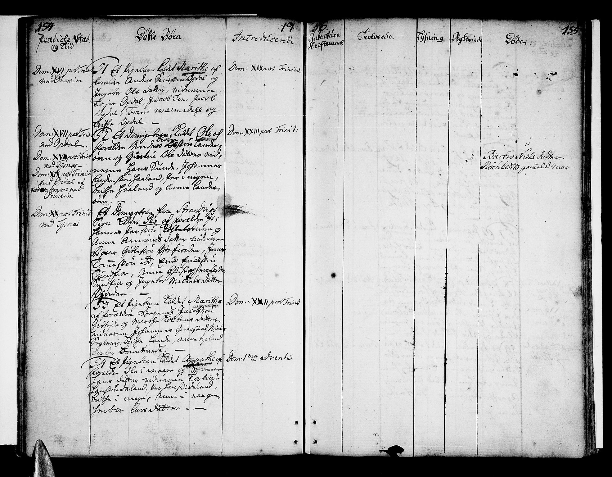 Tysnes sokneprestembete, AV/SAB-A-78601/H/Haa: Parish register (official) no. A 4, 1750-1761, p. 154-155