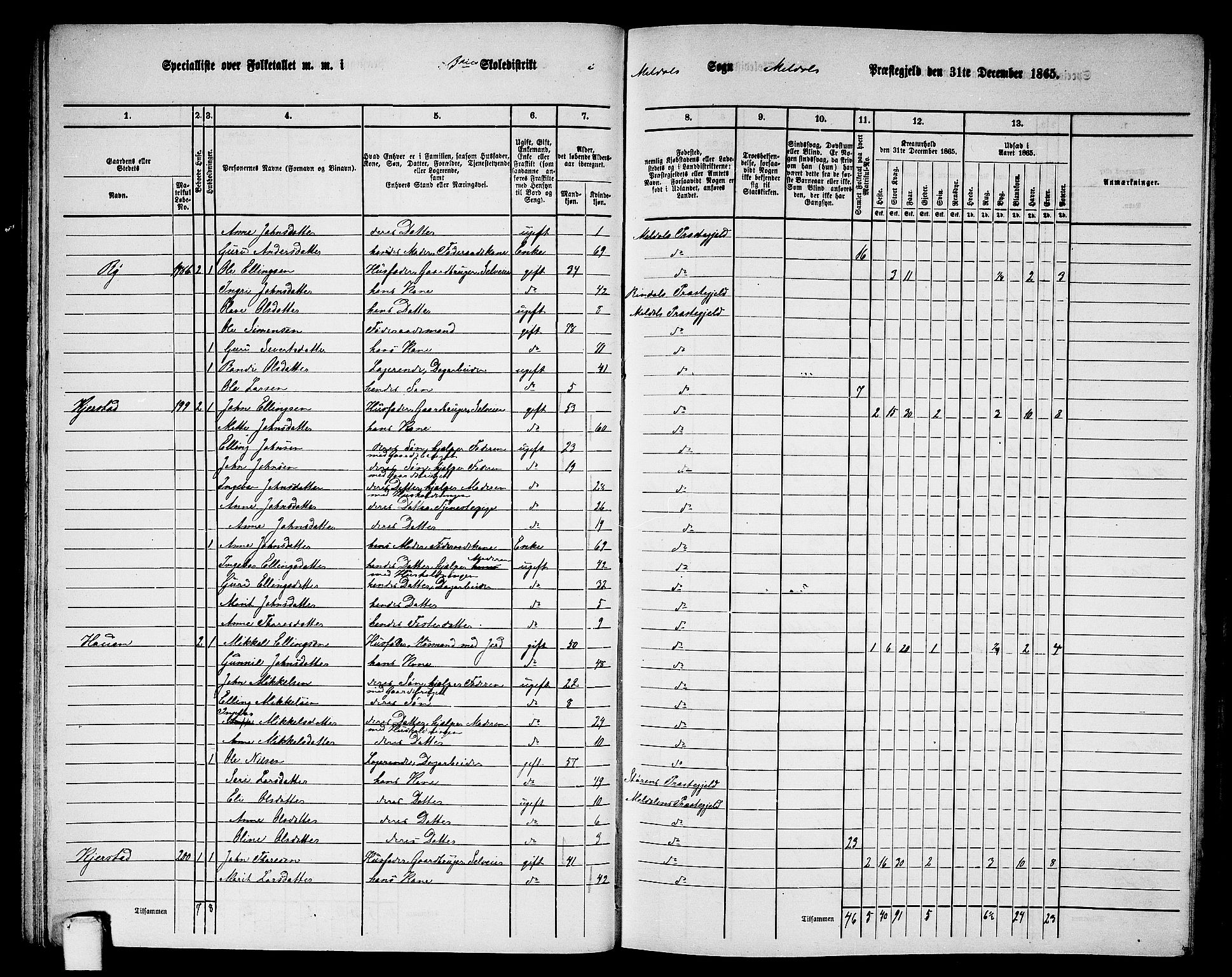 RA, 1865 census for Meldal, 1865, p. 71