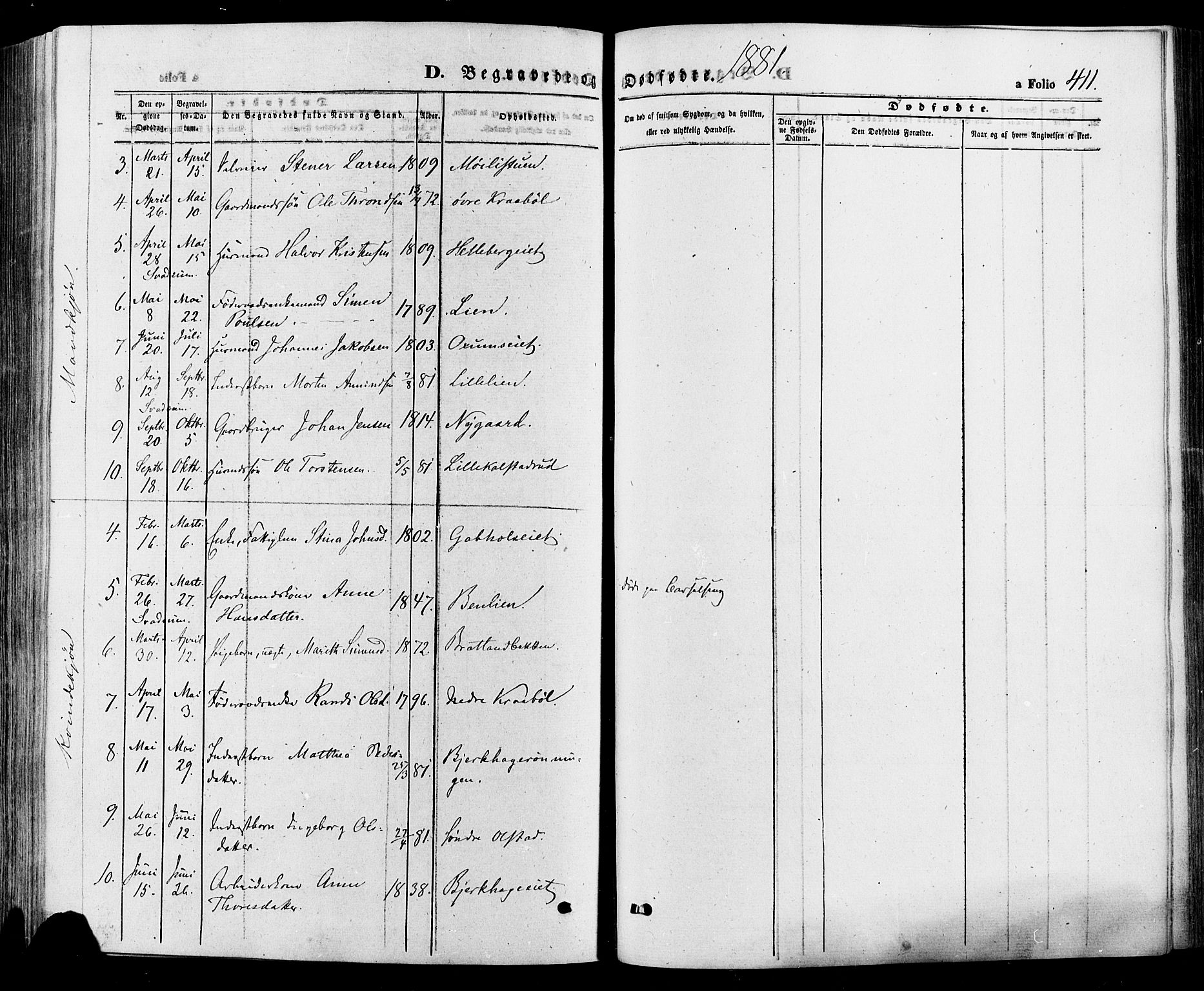 Gausdal prestekontor, SAH/PREST-090/H/Ha/Haa/L0010: Parish register (official) no. 10, 1867-1886, p. 411
