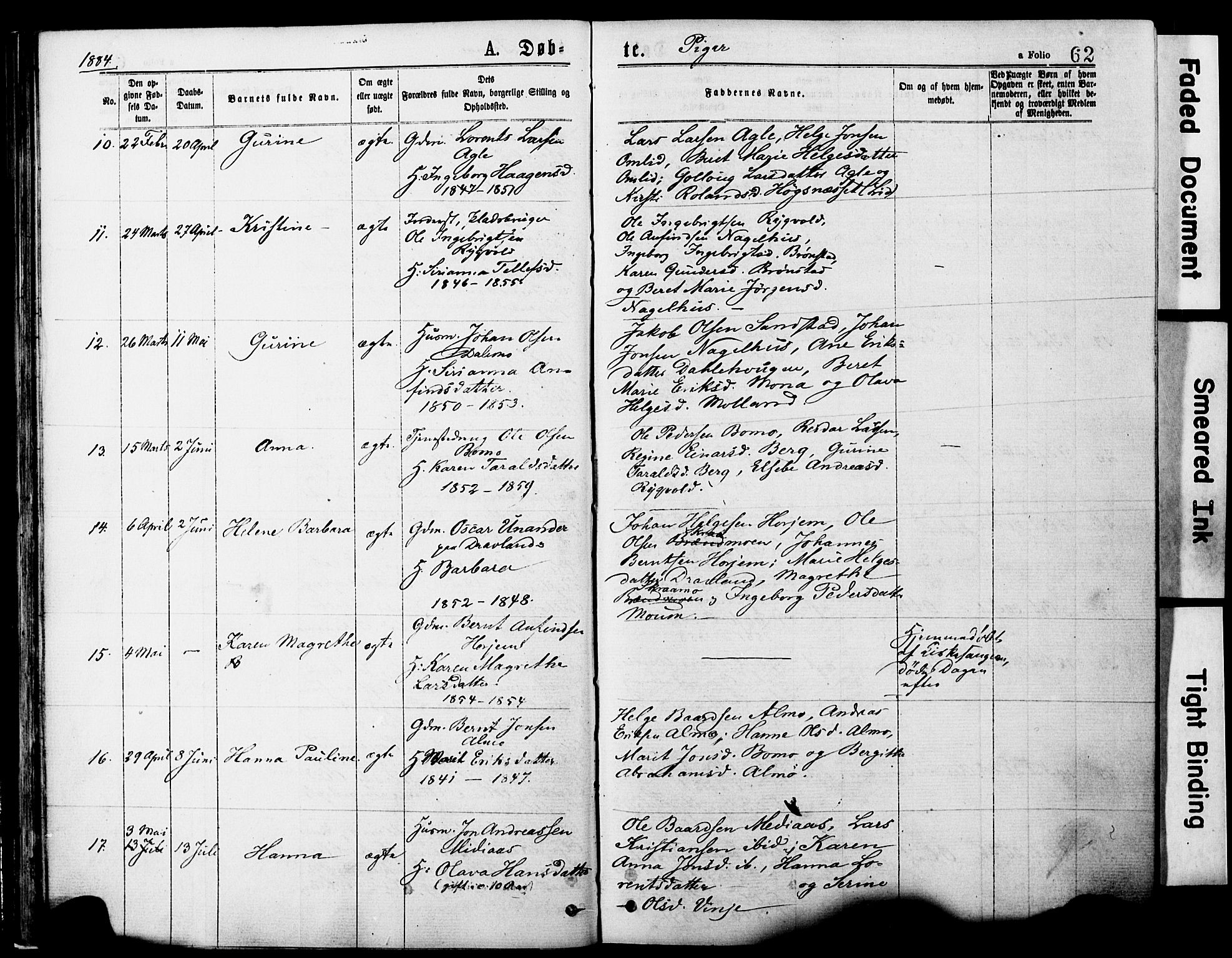 Ministerialprotokoller, klokkerbøker og fødselsregistre - Nord-Trøndelag, SAT/A-1458/749/L0473: Parish register (official) no. 749A07, 1873-1887, p. 62