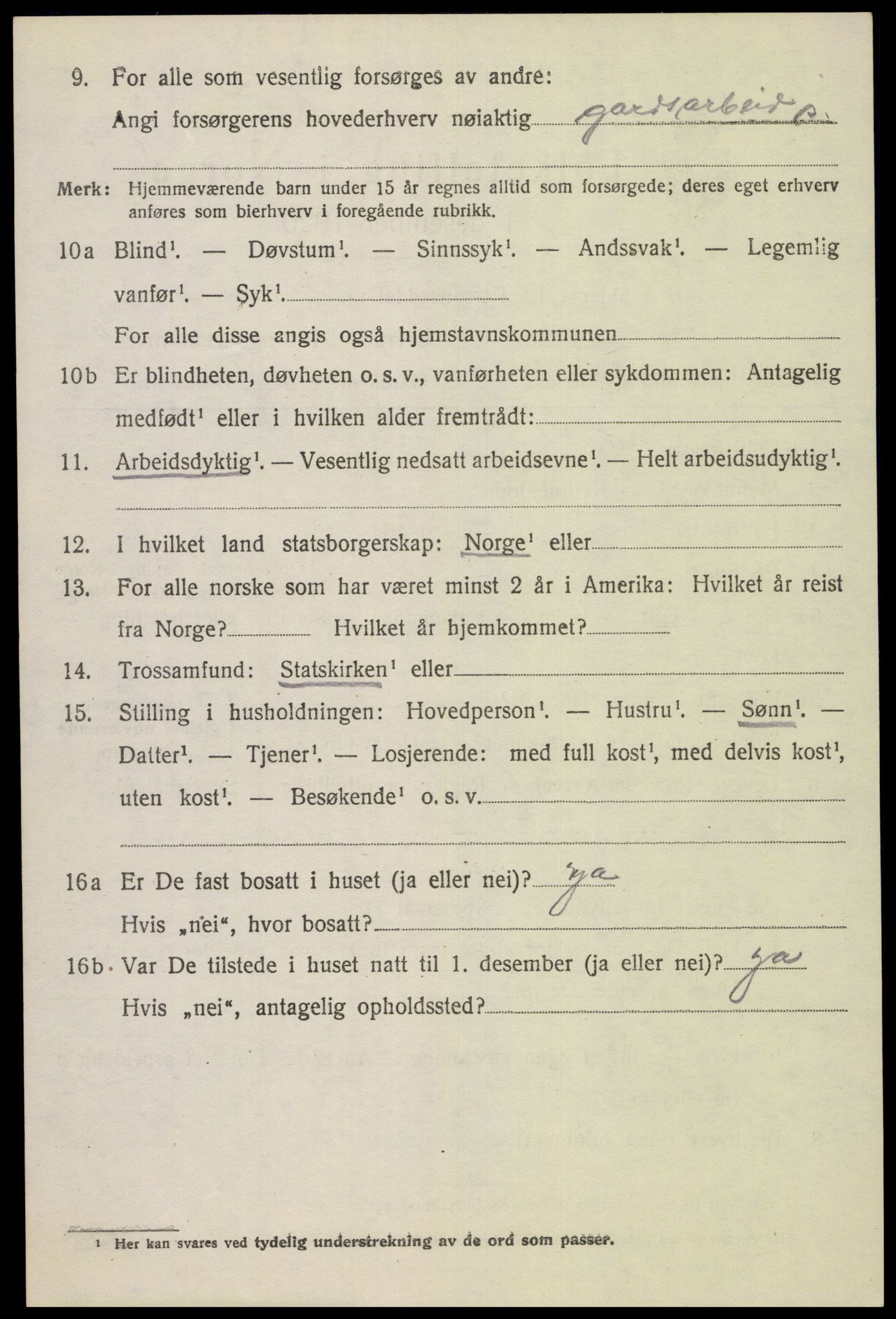 SAK, 1920 census for Gyland, 1920, p. 1325