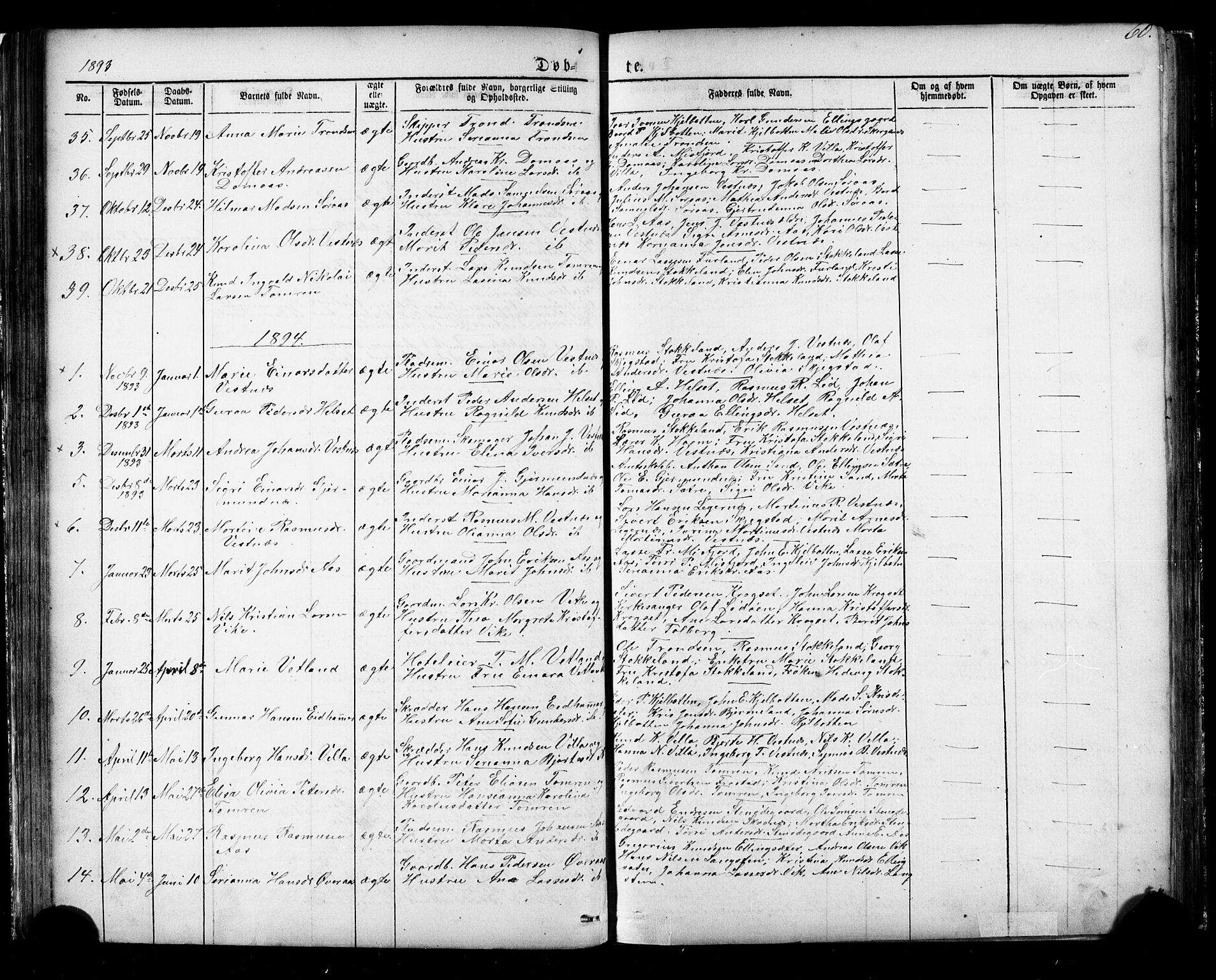 Ministerialprotokoller, klokkerbøker og fødselsregistre - Møre og Romsdal, SAT/A-1454/539/L0536: Parish register (copy) no. 539C02, 1867-1913, p. 60