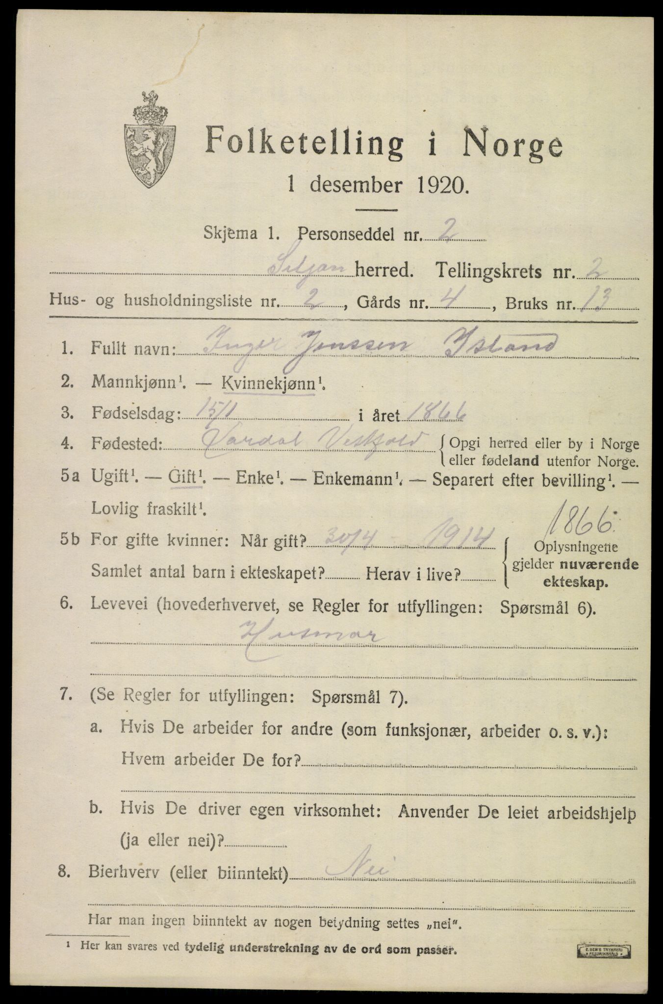 SAKO, 1920 census for Siljan, 1920, p. 949